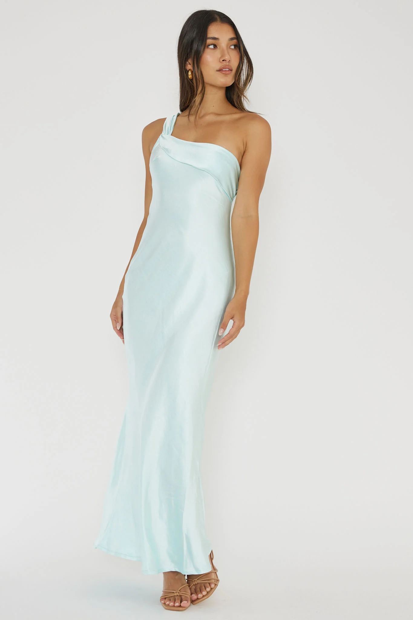 Carmel One-Shoulder Sash Maxi Dress Ice - Image 3
