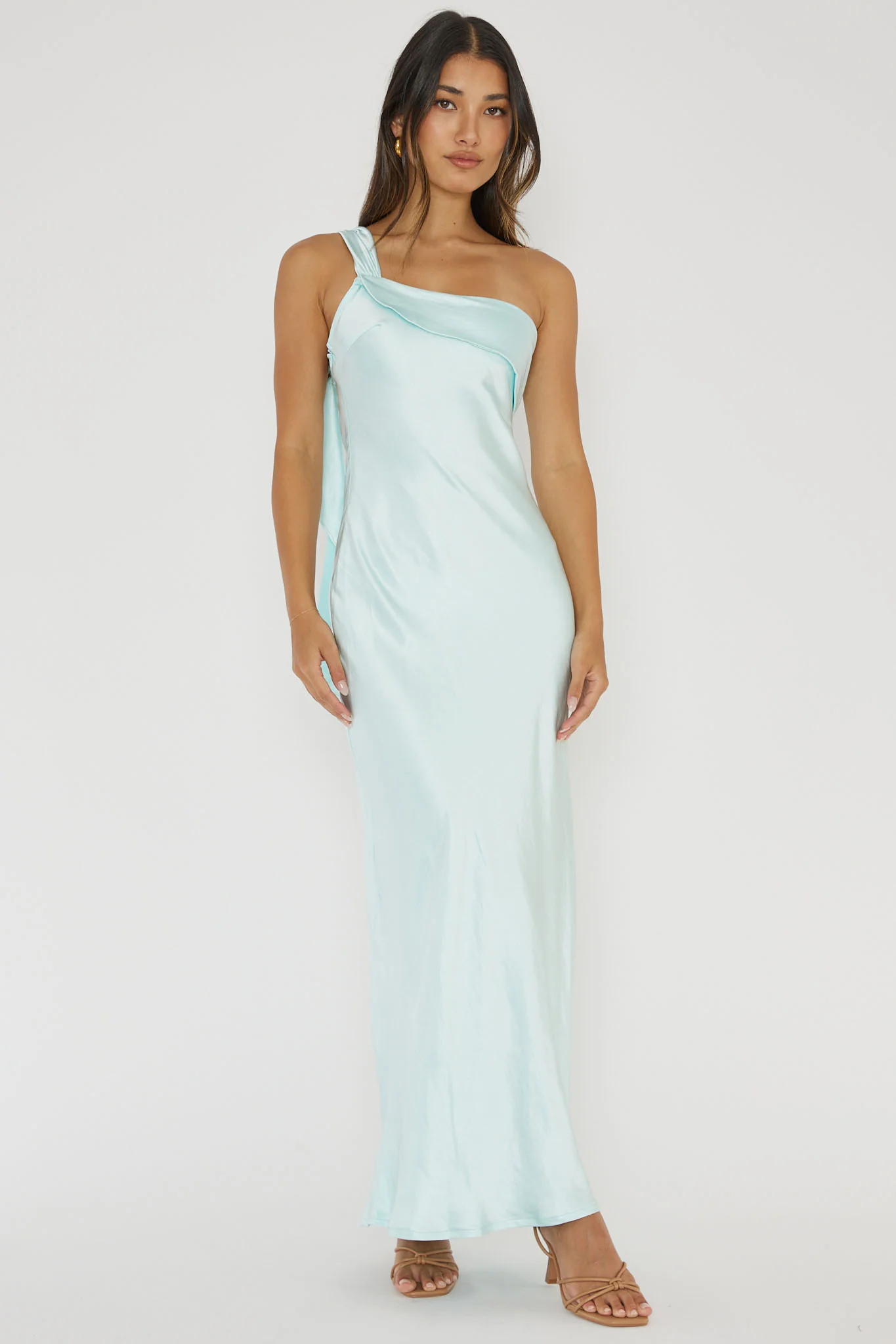 Carmel One-Shoulder Sash Maxi Dress Ice - Image 5