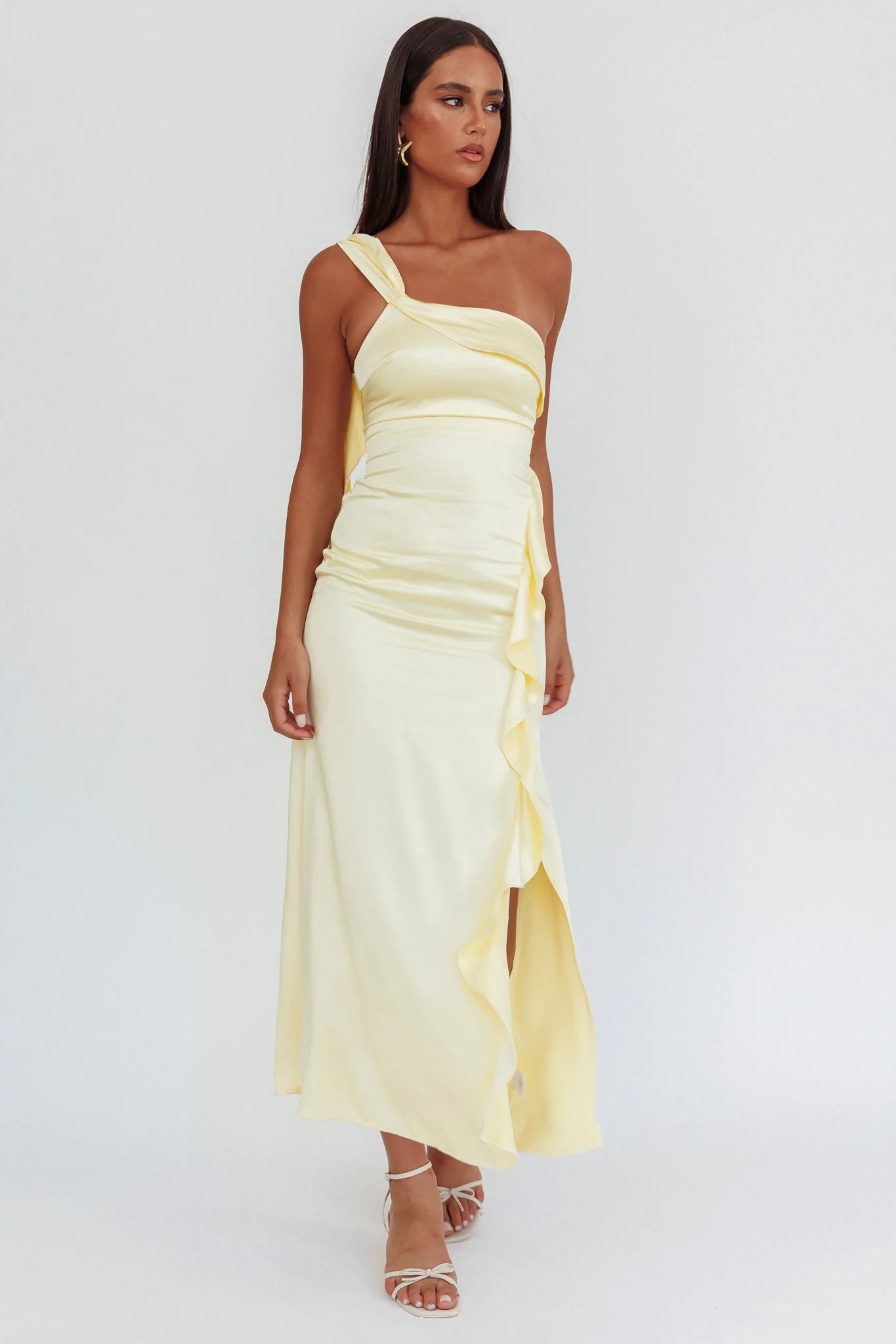 Carmel One-Shoulder Split Maxi Dress Butter - Image 2