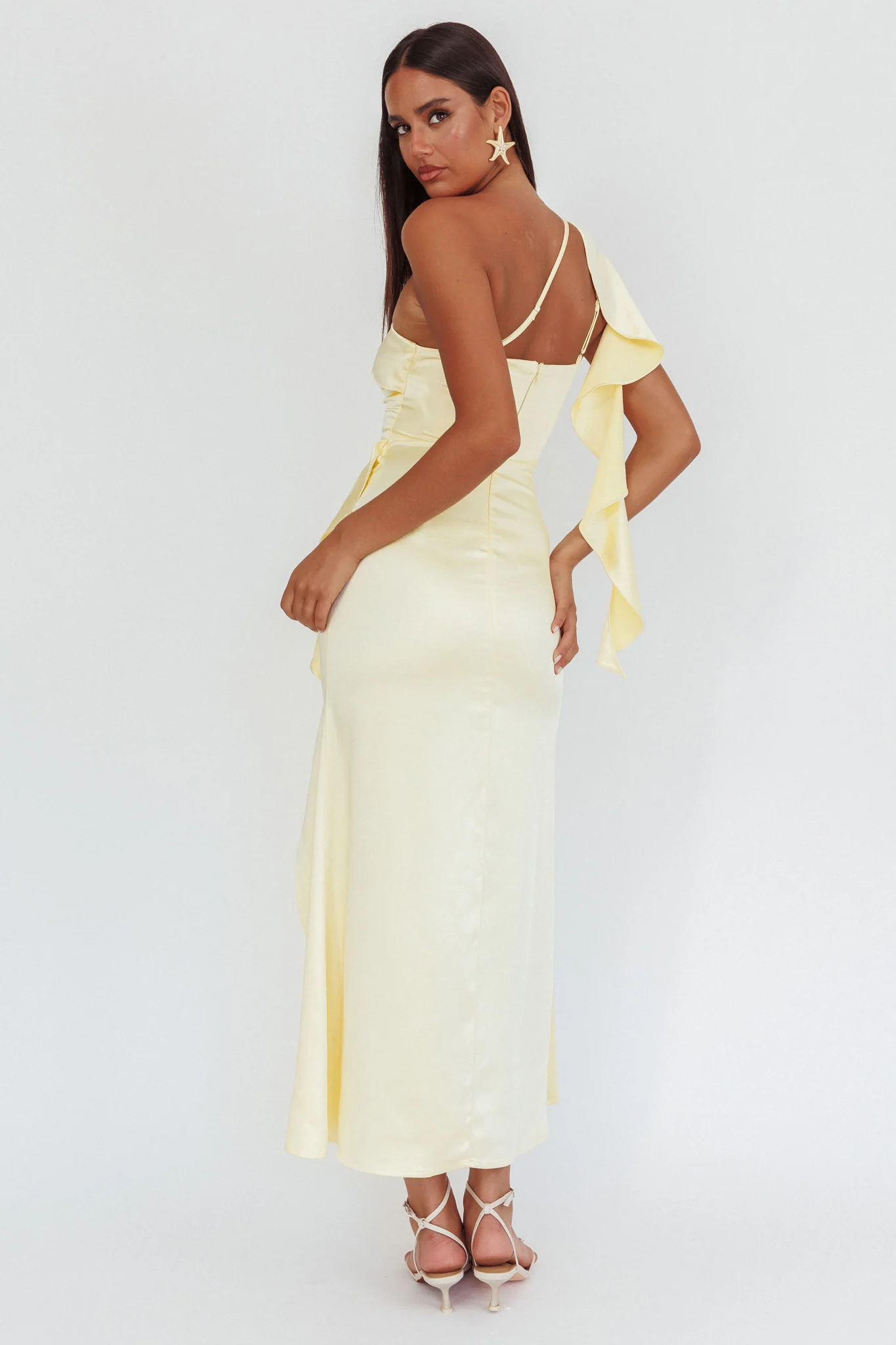 Carmel One-Shoulder Split Maxi Dress Butter - Image 3