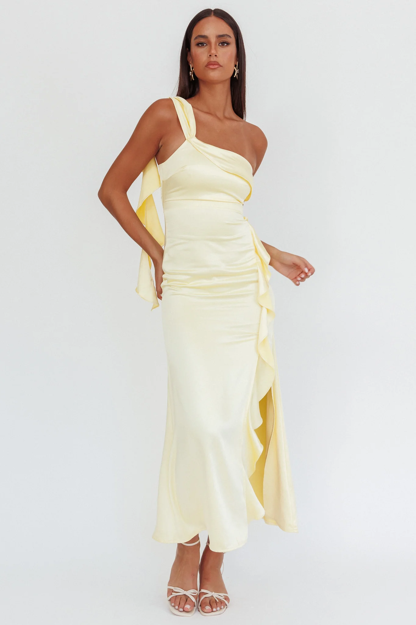 Carmel One-Shoulder Split Maxi Dress Butter - Image 5