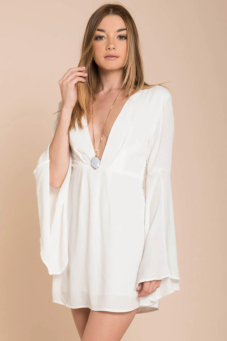 Carmen Bell Sleeve Dress White - Image 2