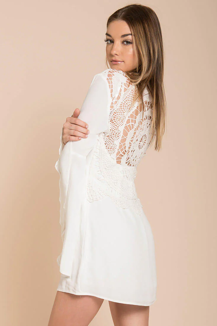 Carmen Bell Sleeve Dress White - Image 3