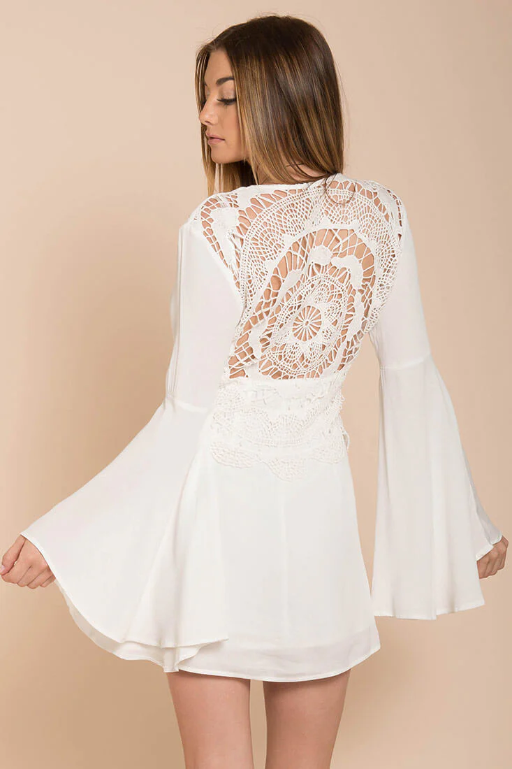 Carmen Bell Sleeve Dress White - Image 4