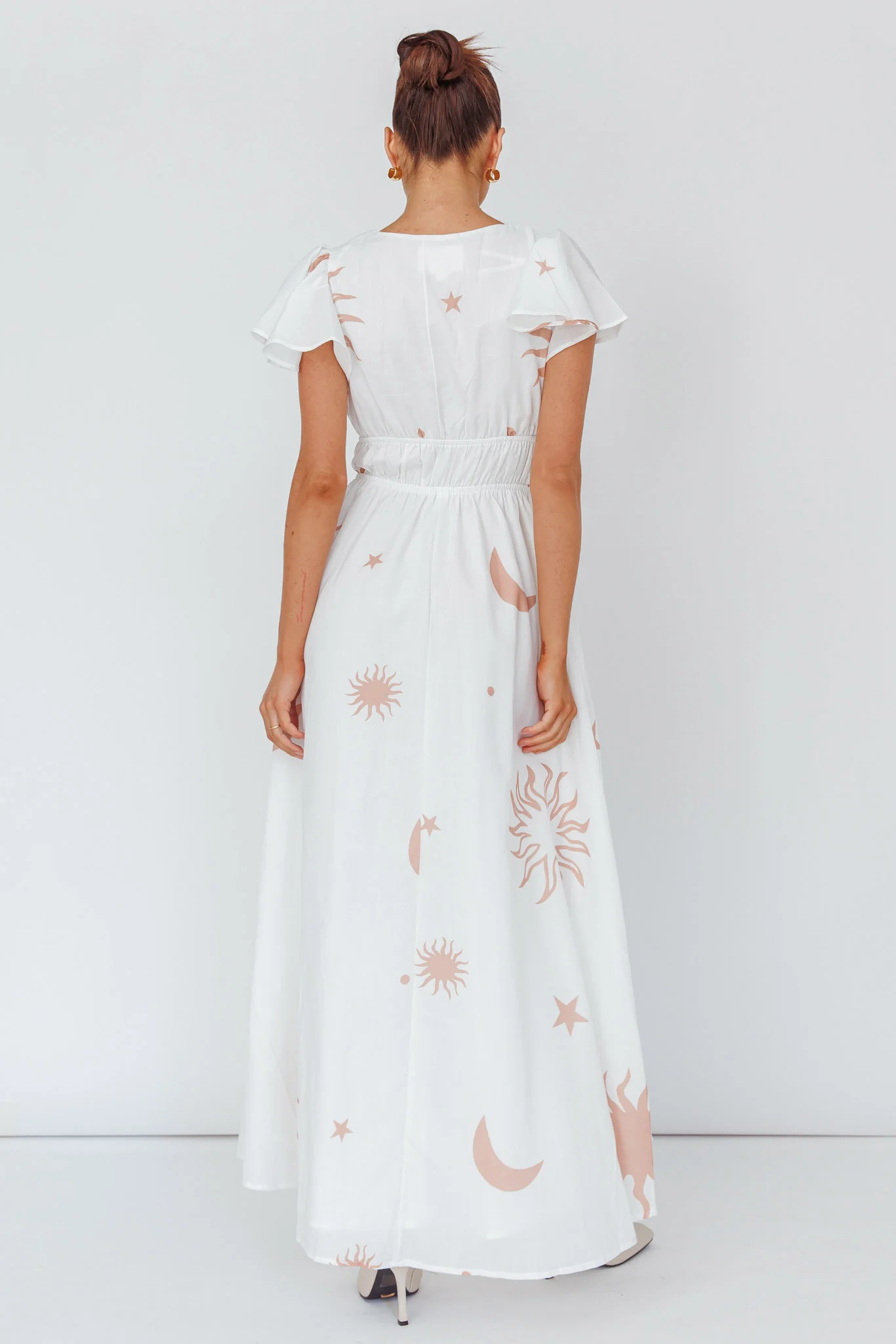 Carnivale Angel Sleeve Maxi Dress White/Beige - Image 2