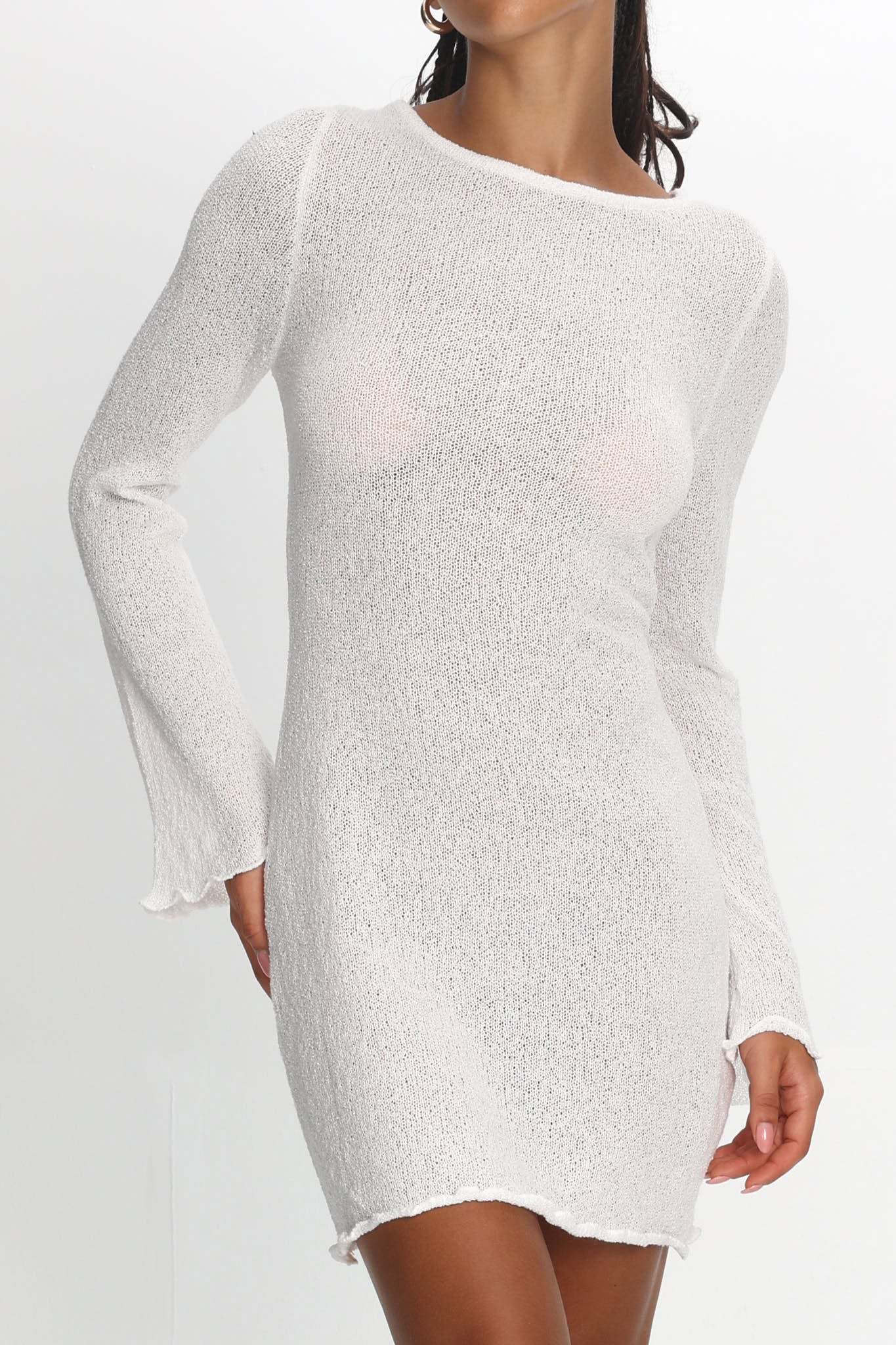 Carousel Backless Knit Mini Dress White - Image 6