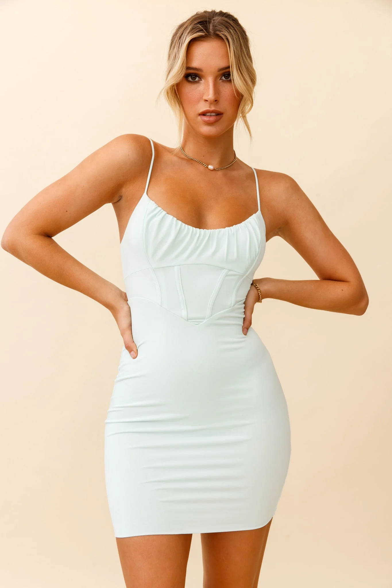Carrington Structured Bodice Bodycon Mini Dress Mint - Image 6