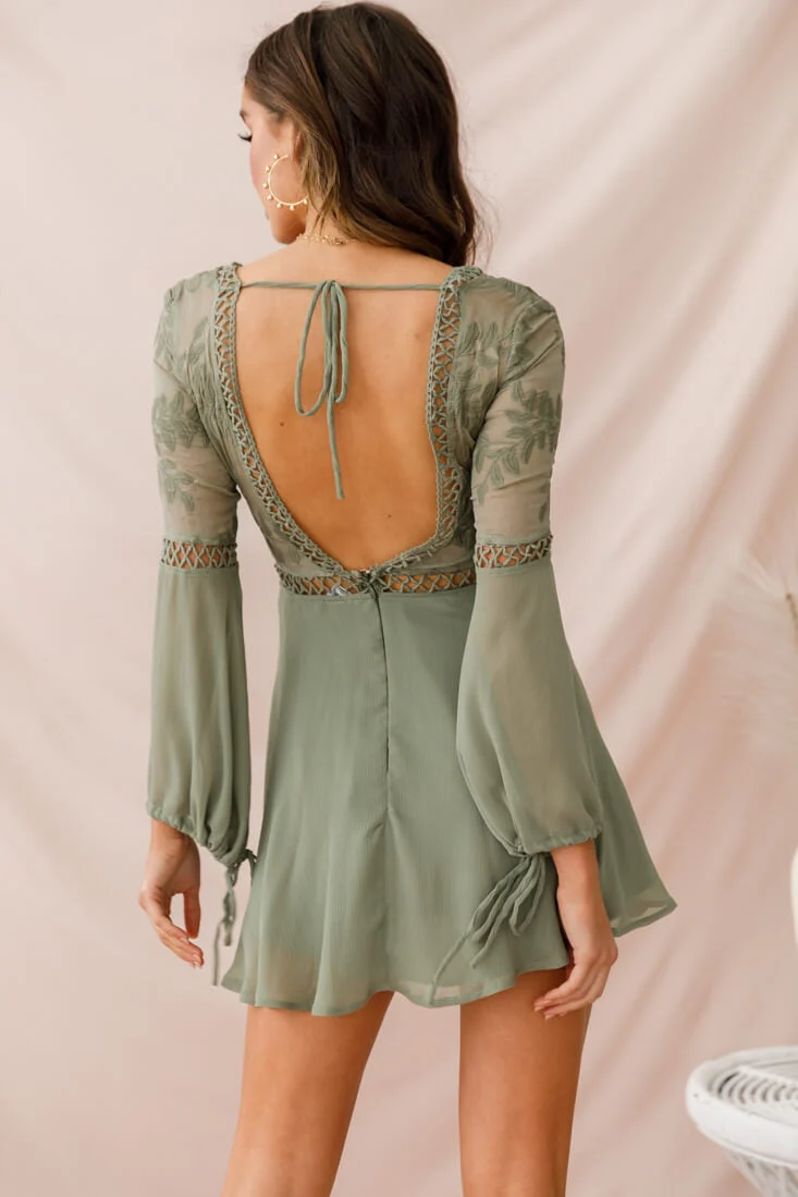 Carson Crochet Details Dress Olive - Image 10