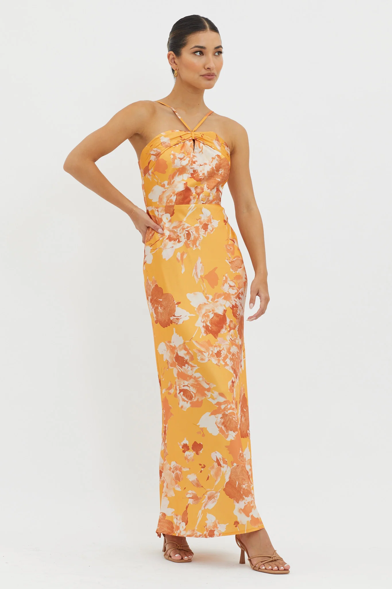 Carter Foldover Neckline Maxi Dress Orange Yellow - Image 5