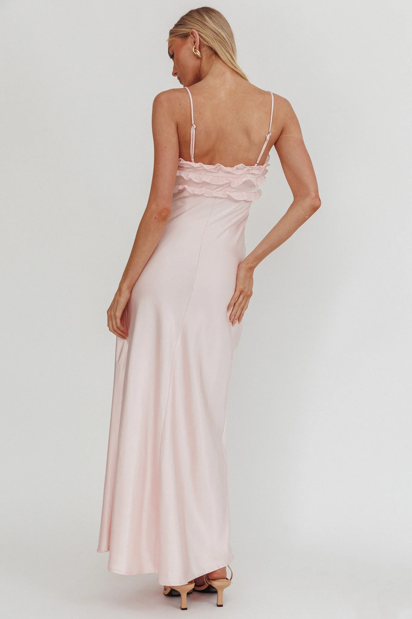 Caryn Frill Trim Maxi Dress Pink - Image 3
