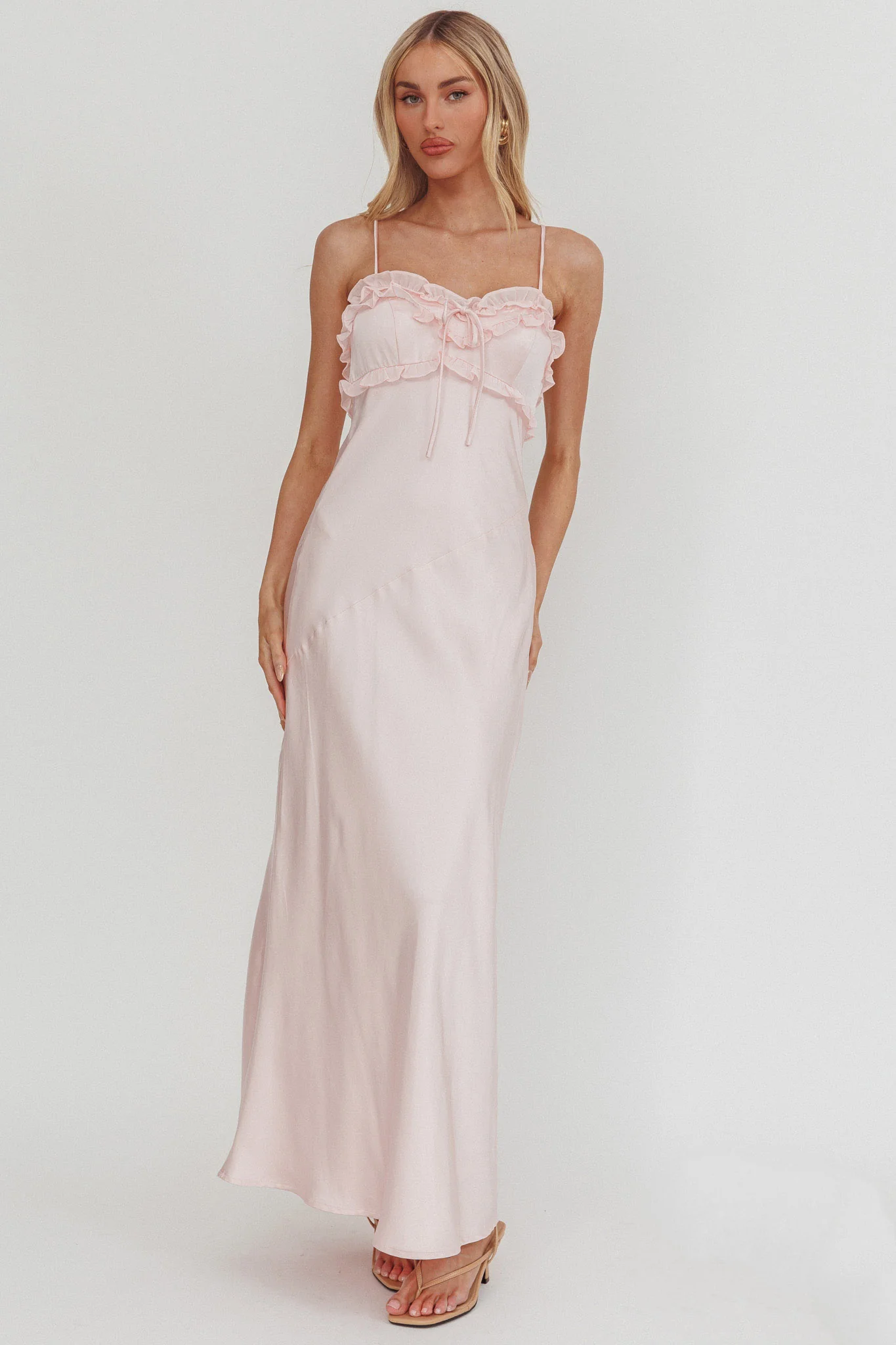 Caryn Frill Trim Maxi Dress Pink - Image 5