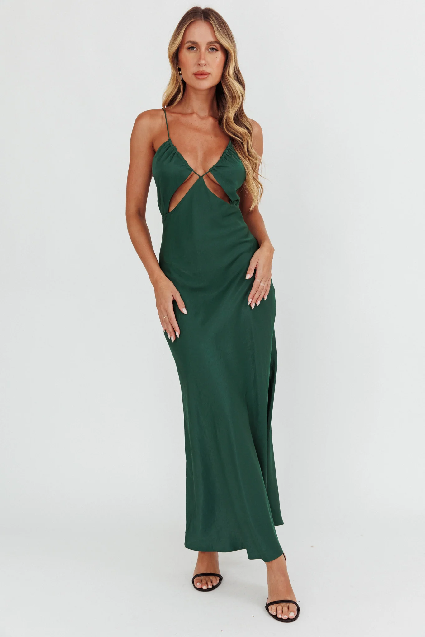 Casa Nova Cut-Out String Dress Emerald - Image 3