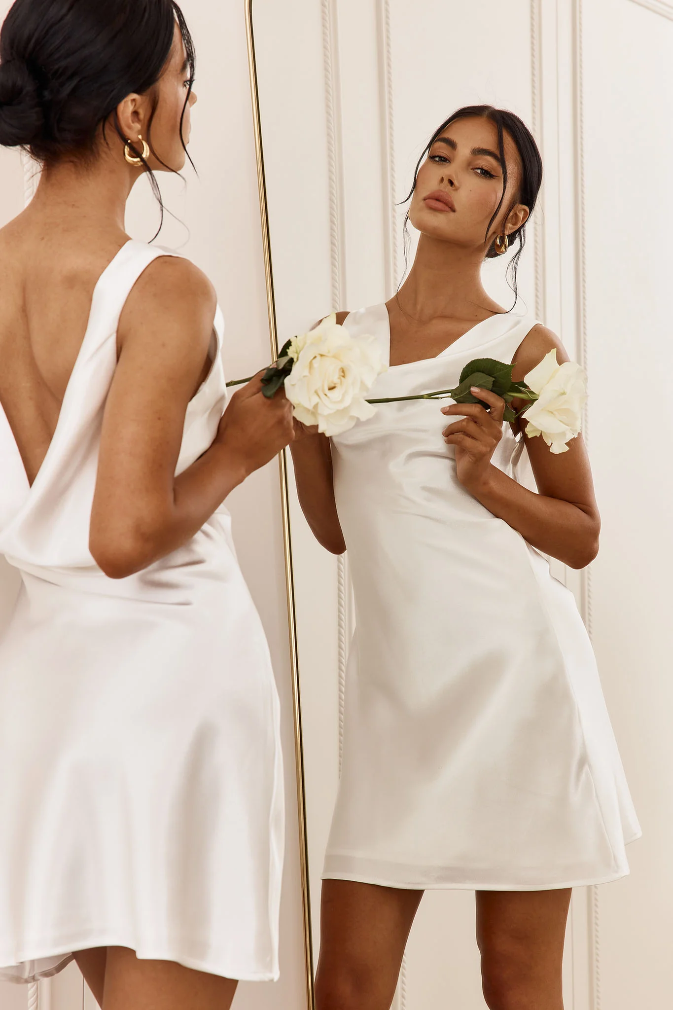 Casablanca Night Cowl Mini Dress White - Image 2