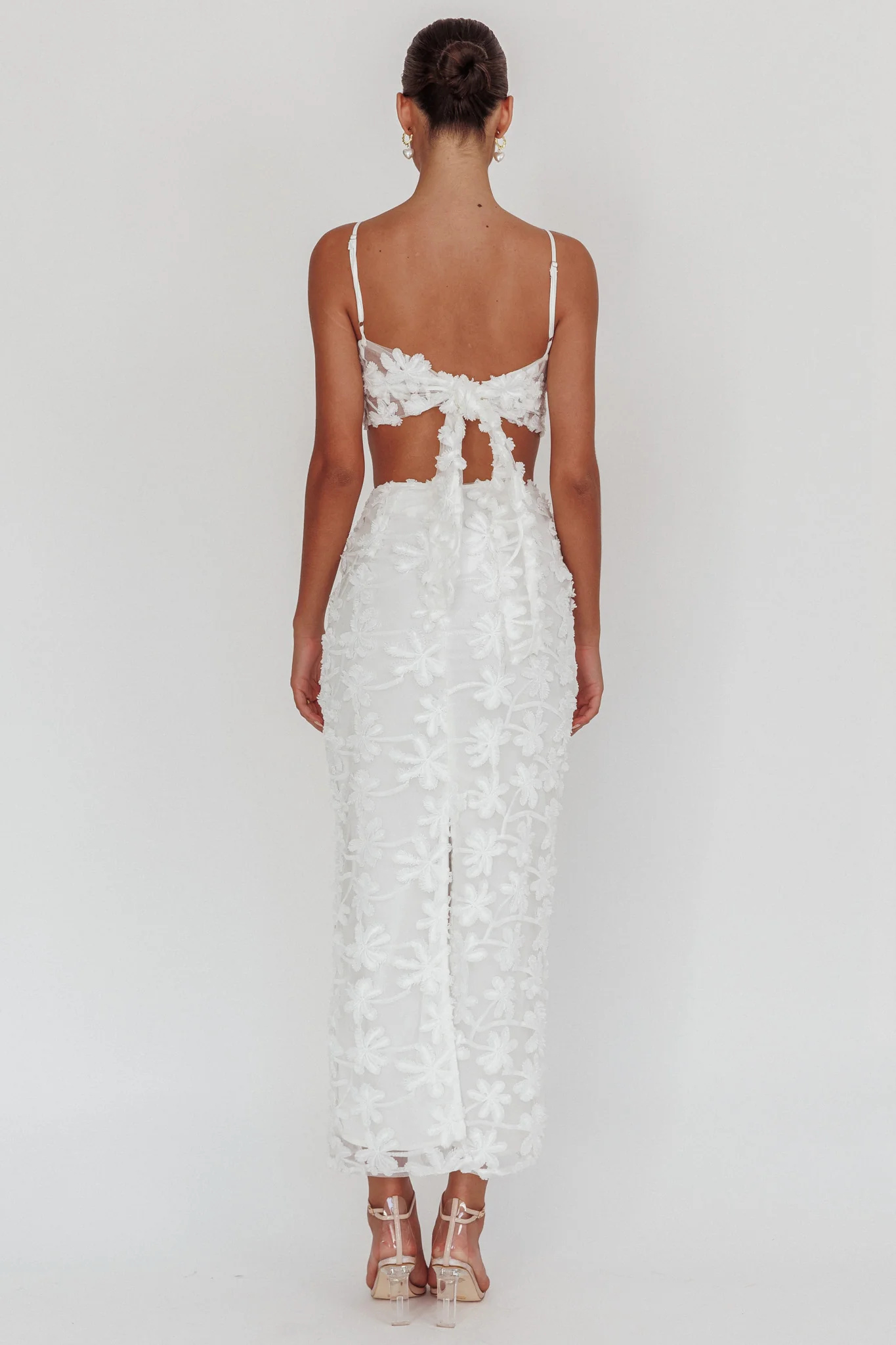 Casi Palm Tree Embroidered Maxi Skirt White - Image 4