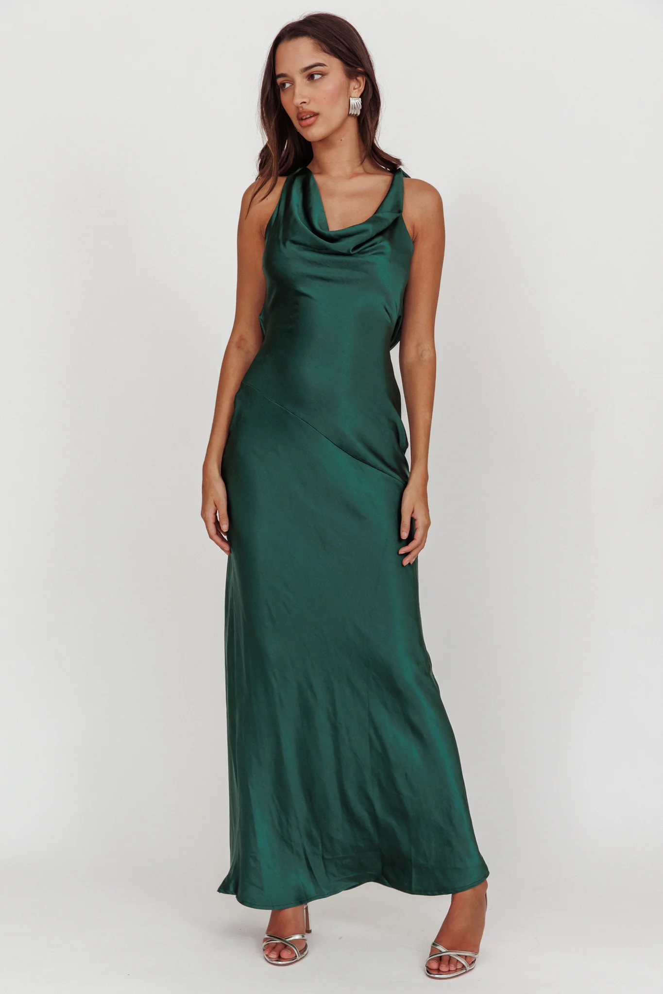 Cassiopeia Open Back Maxi Dress Forest Green - Image 5