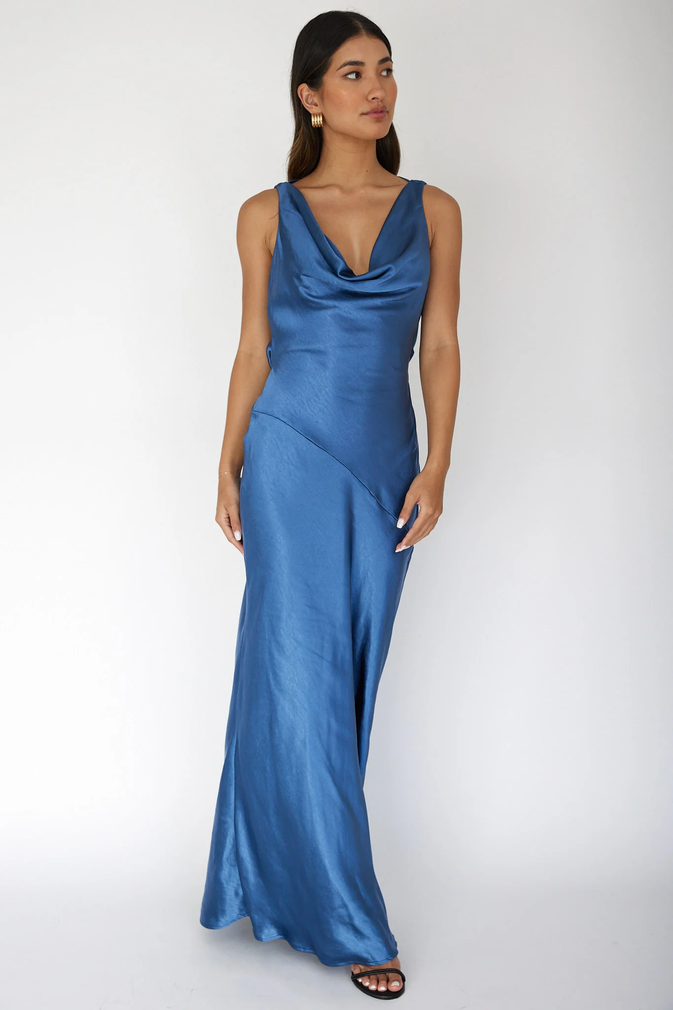 Cassiopeia Open Back Maxi Dress Navy - Image 4