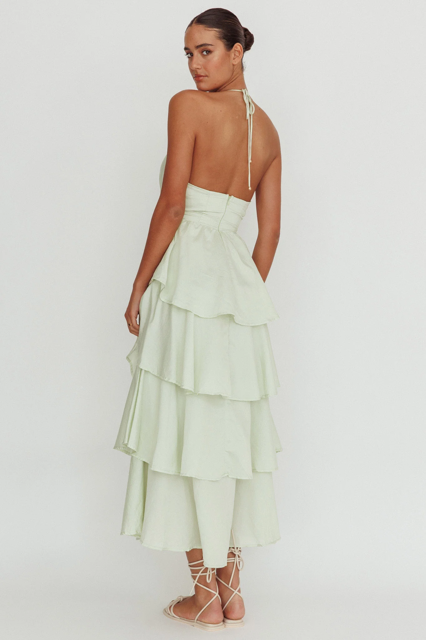 Catalina Tiered Ruffle Maxi Dress Sage - Image 2