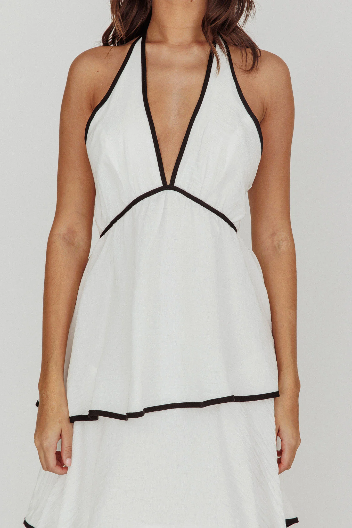 Catalina Tiered Ruffle Maxi Dress White/Black - Image 5