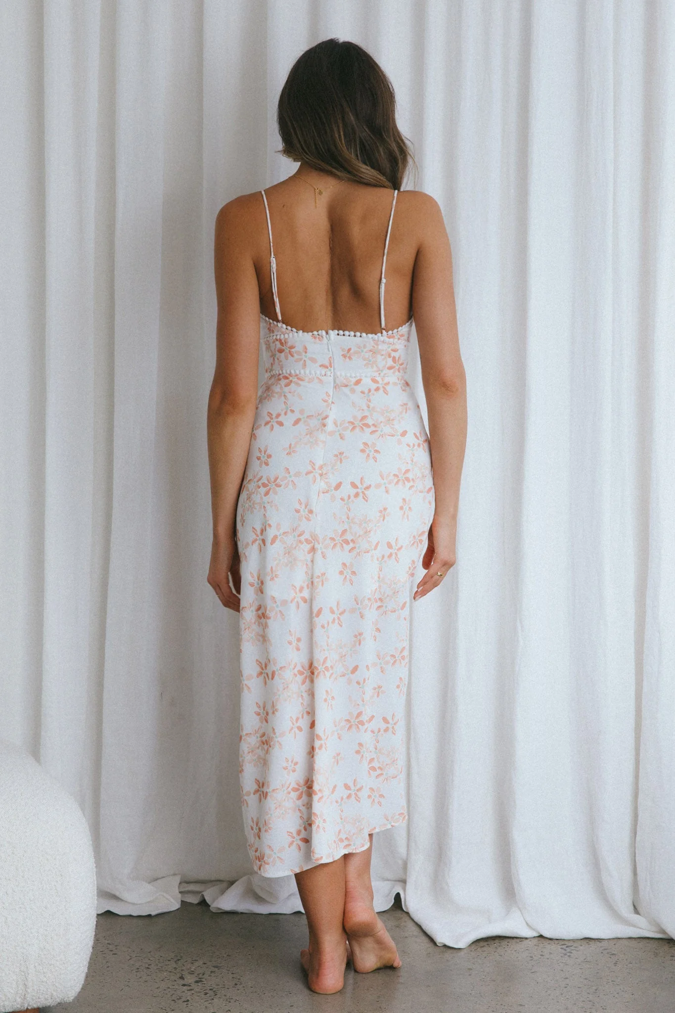 Catch Feelings Sweetheart Neckline Midi Dress Floral Pink - Image 7