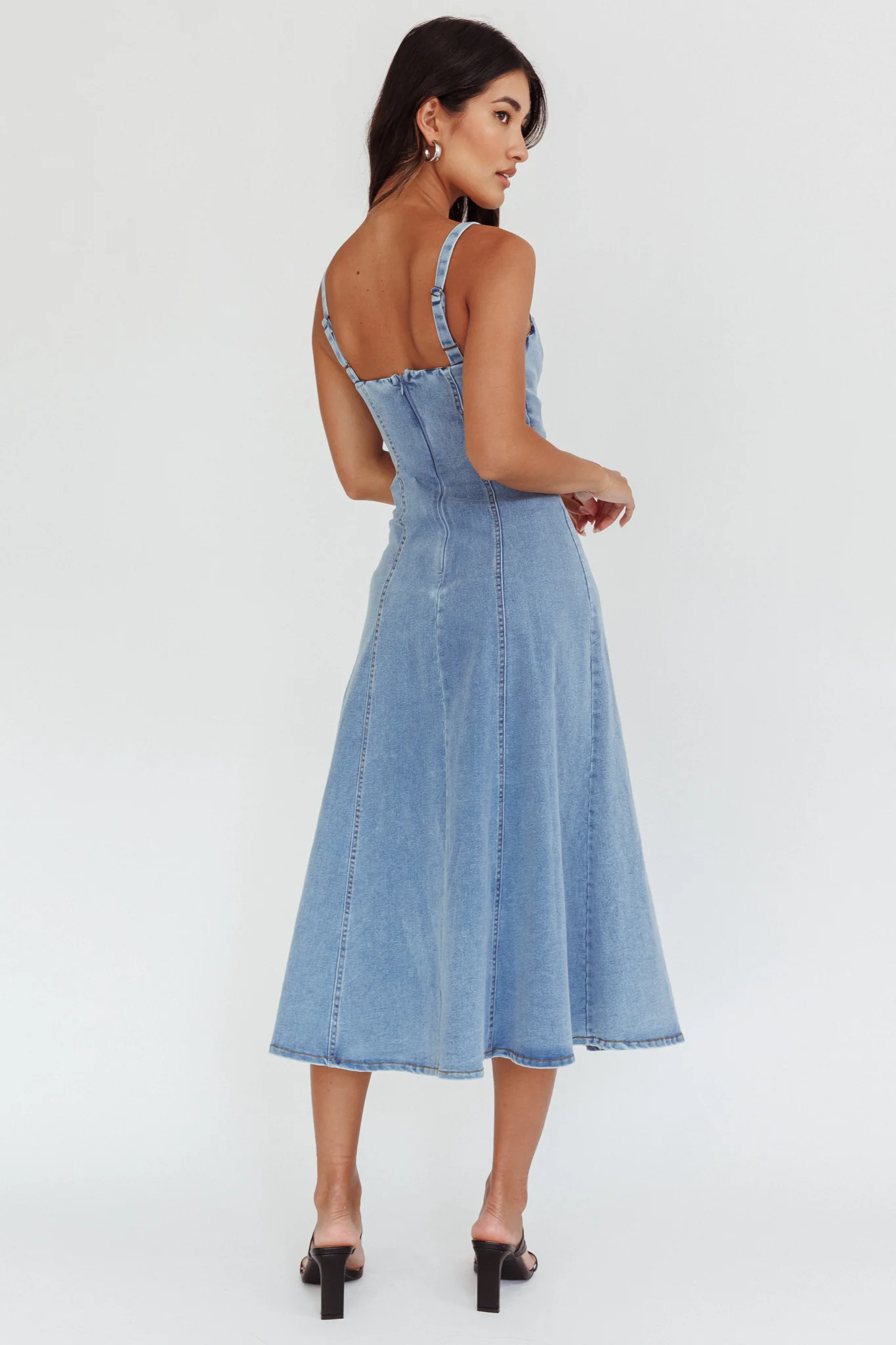 Catch My Drift A-Line Midi Dress Denim Blue - Image 2