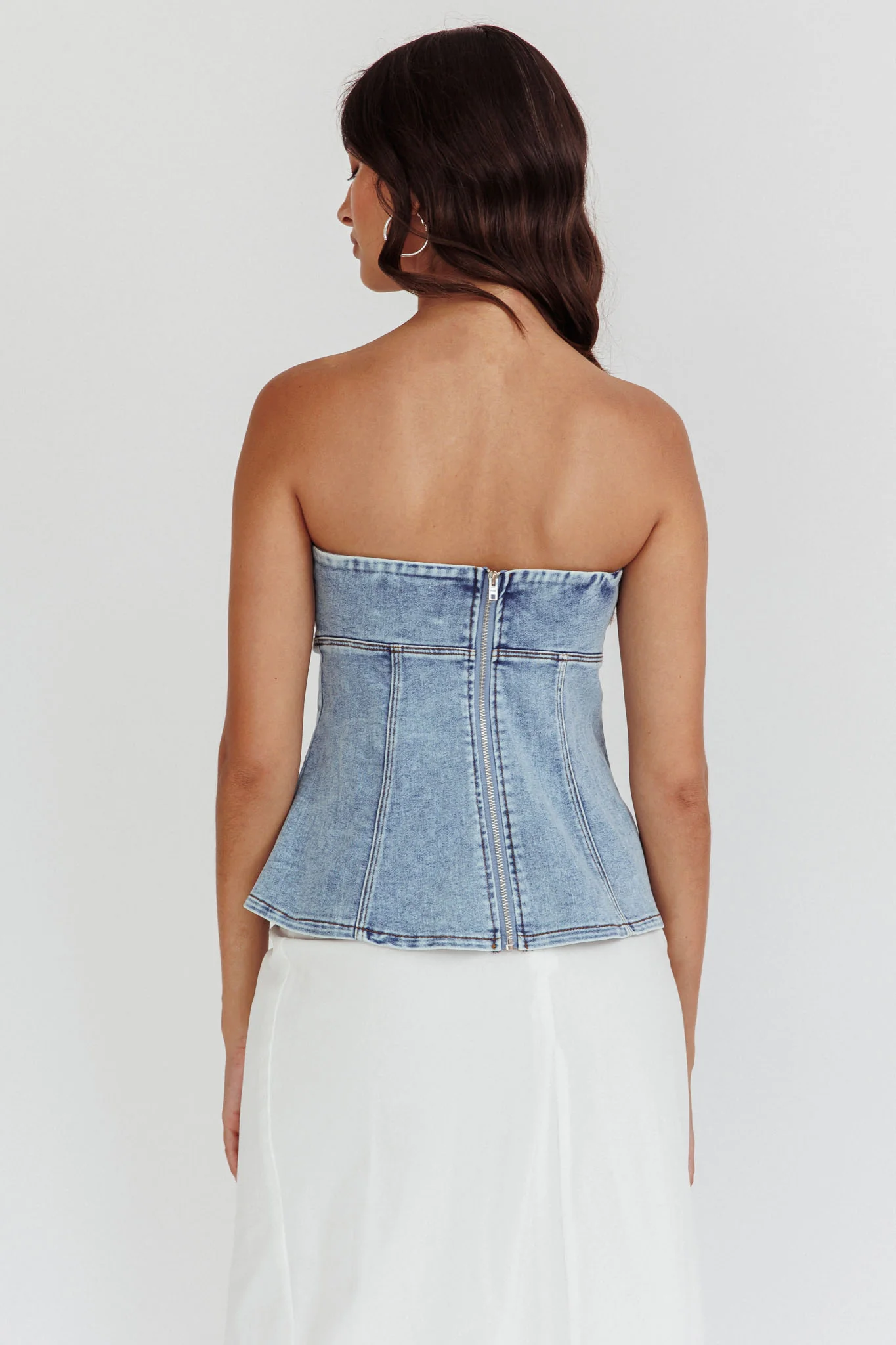 Cathlin Strapless Top Denim Blue - Image 2