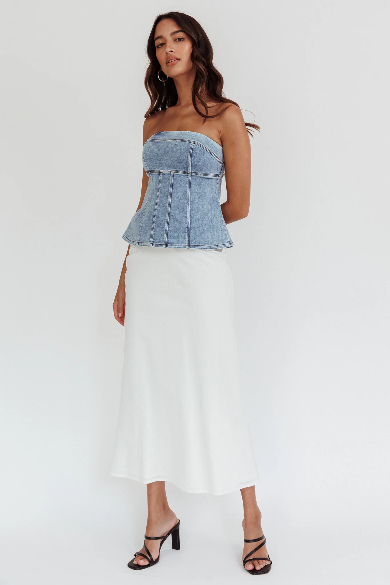 Cathlin Strapless Top Denim Blue - Image 3