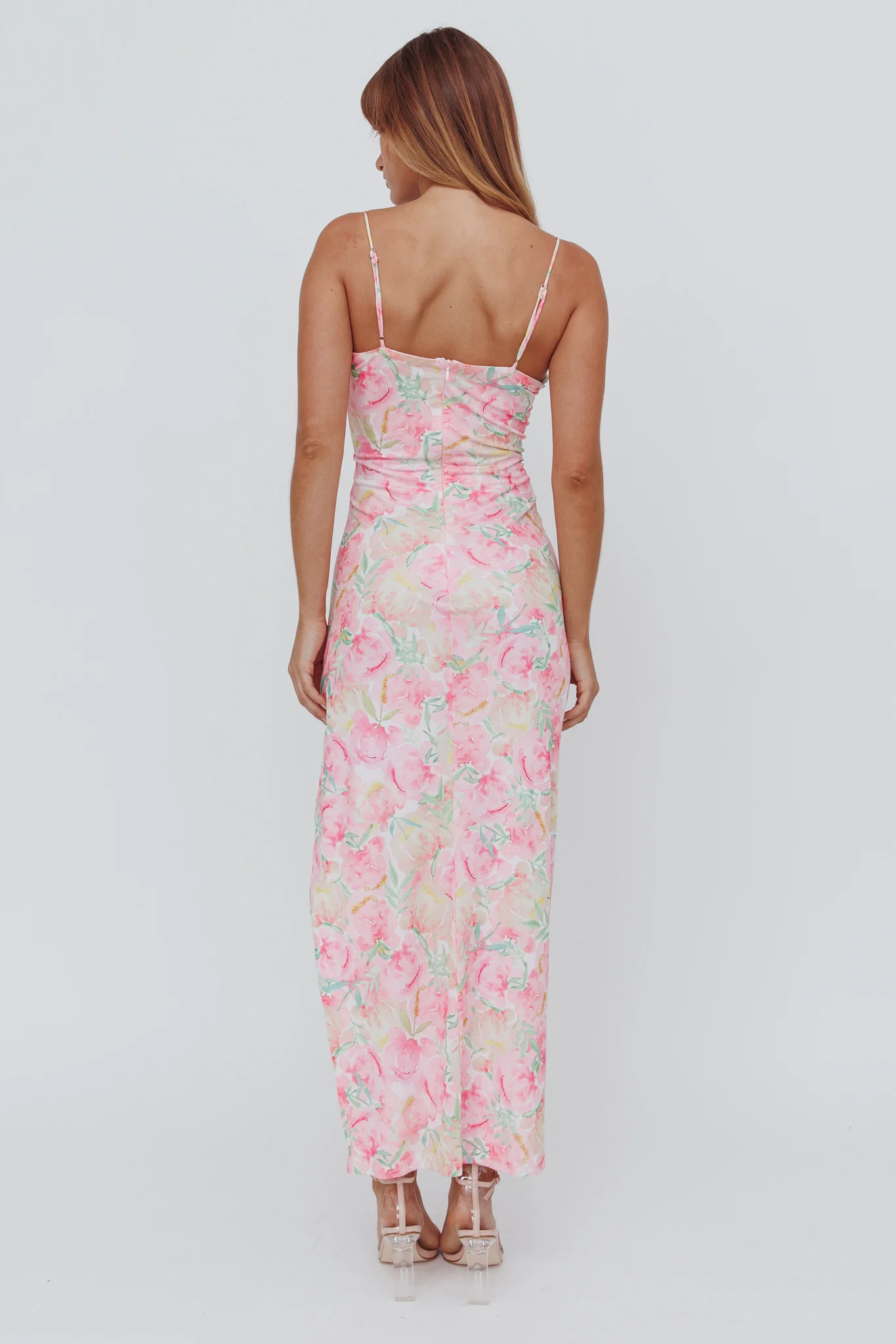 Catriona Split Ruffle Midi Dress Floral Yellow - Image 2