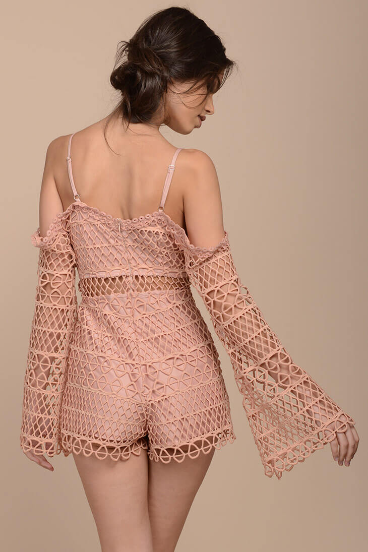 Caylee Sexy Crochet Romper Blush - Image 4