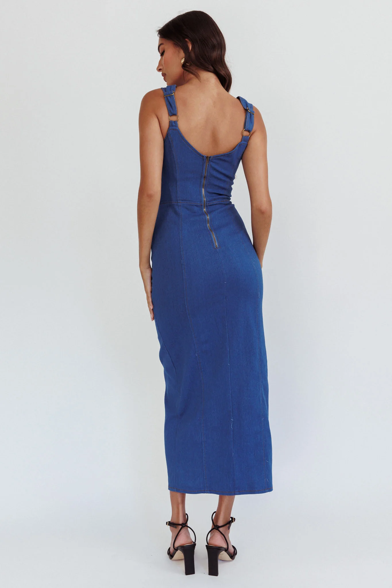 Central Park Pocket Front Midi Dress Denim - Image 2