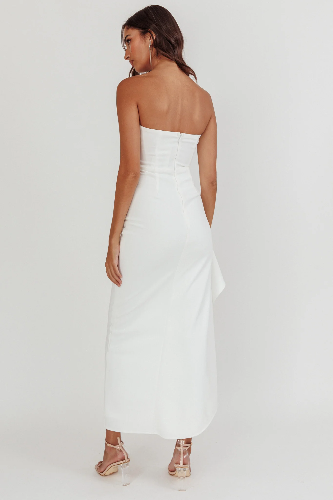 Cha Cha Strapless Thigh Split Dress White - Image 2