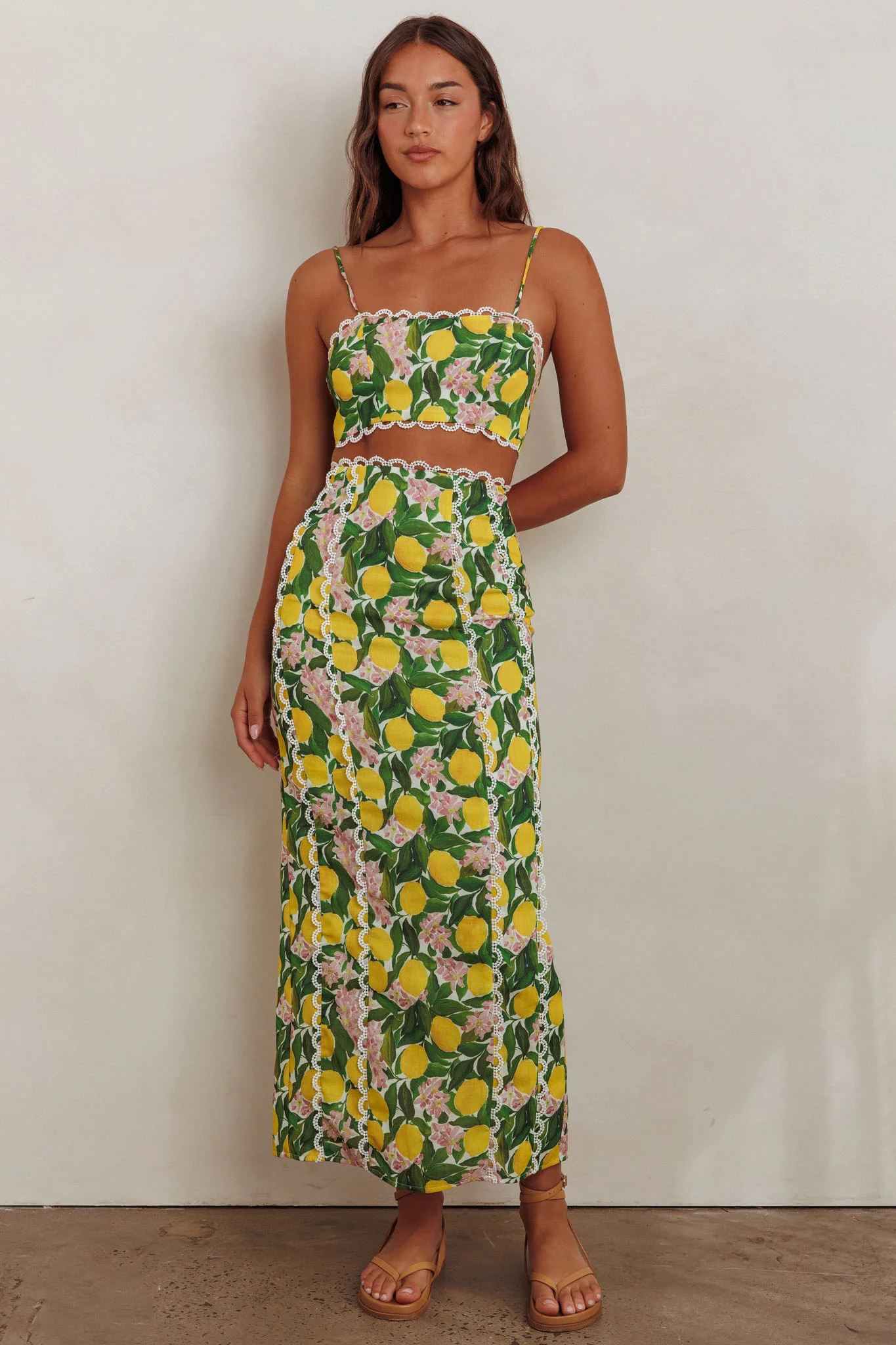 Chamberlain Scallop Trim Maxi Skirt Citrus Lemon - Image 2