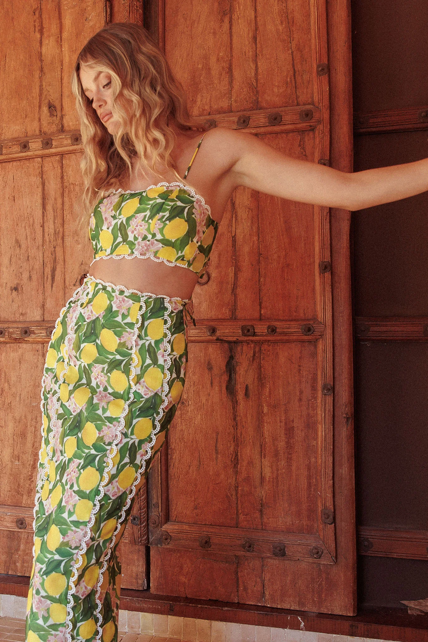 Chamberlain Scallop Trim Maxi Skirt Citrus Lemon - Image 3