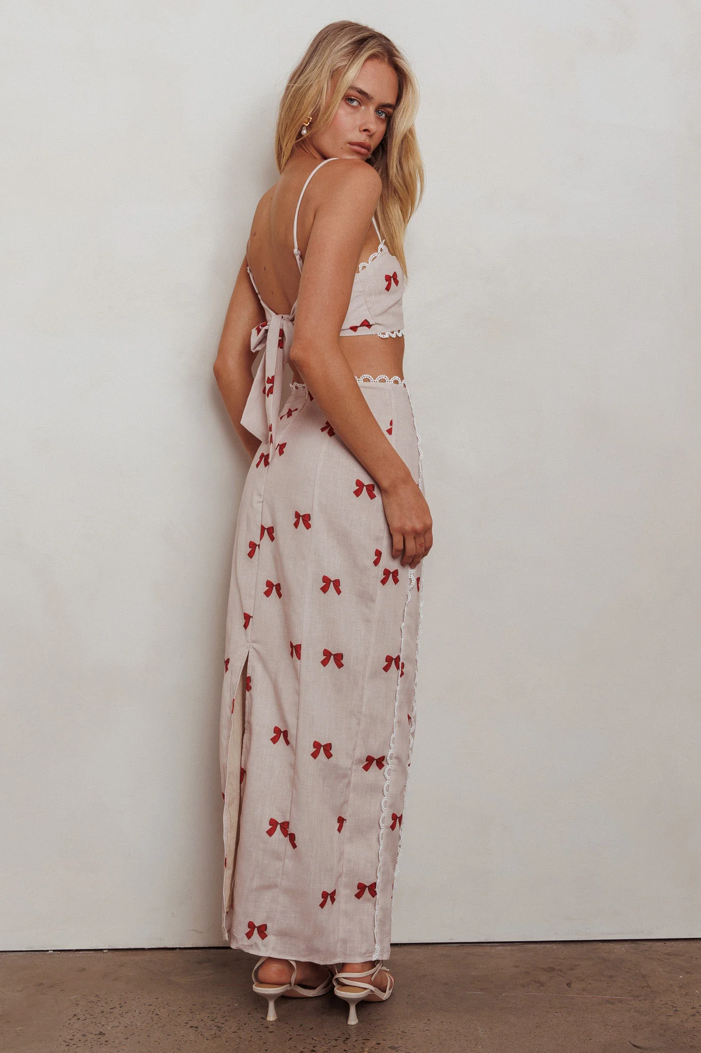 Chamberlain Scallop Trim Maxi Skirt Red Bow - Image 3