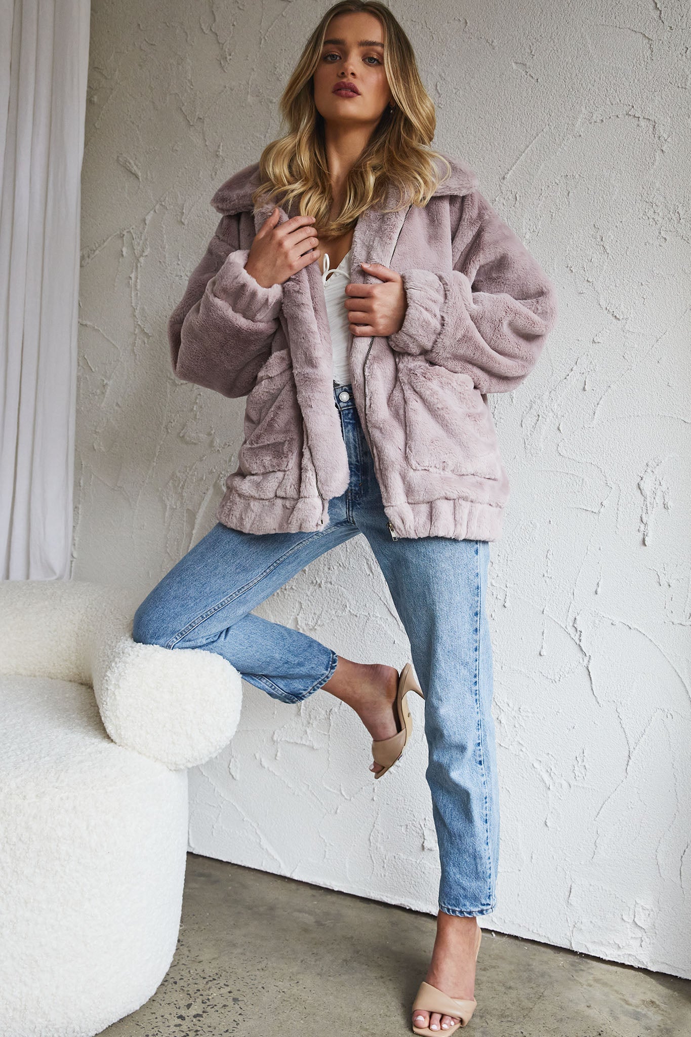 Chamonix Collared Zip Front Jacket Mauve - Image 4