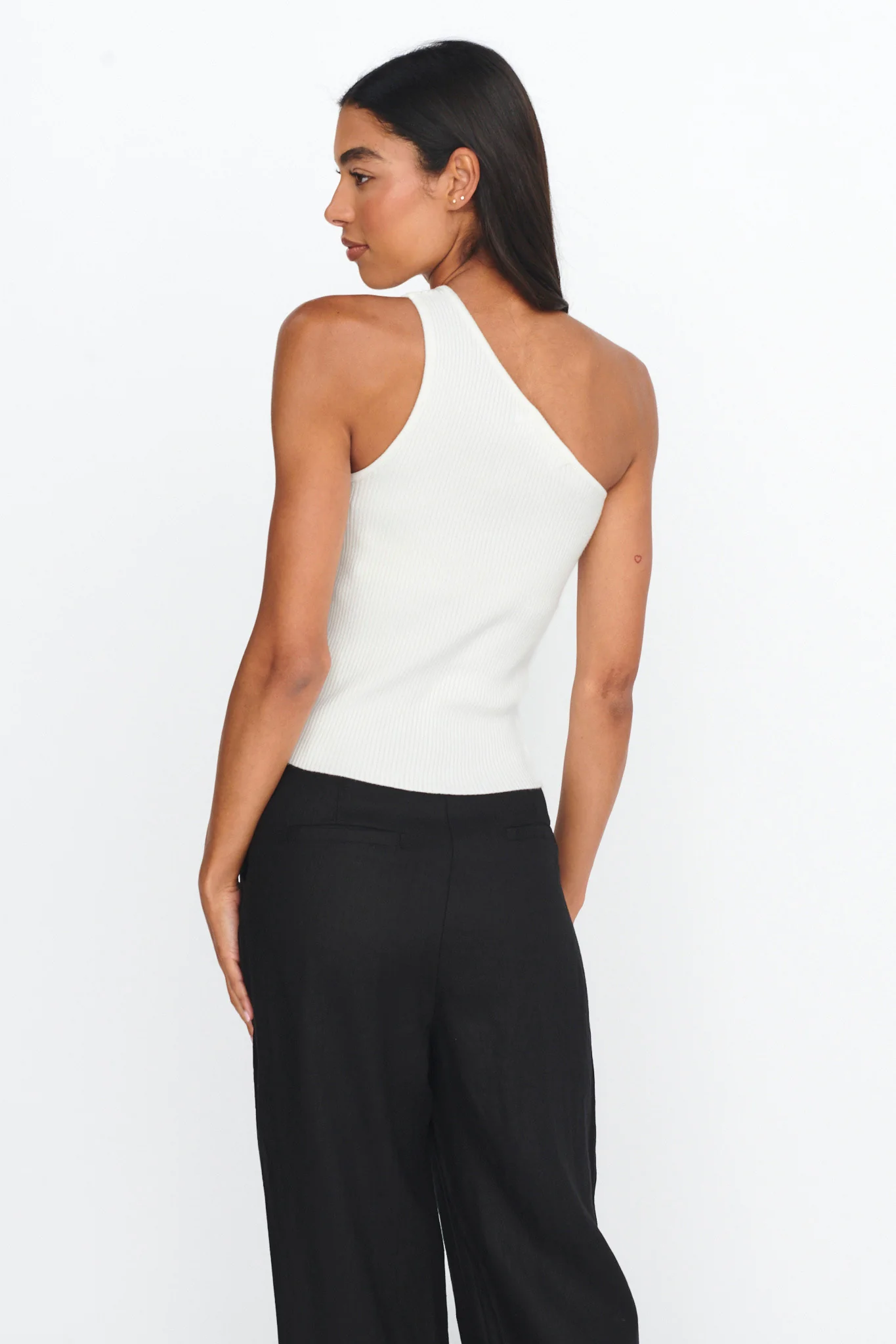Channy One-Shoulder Ribbed Top White - Image 2