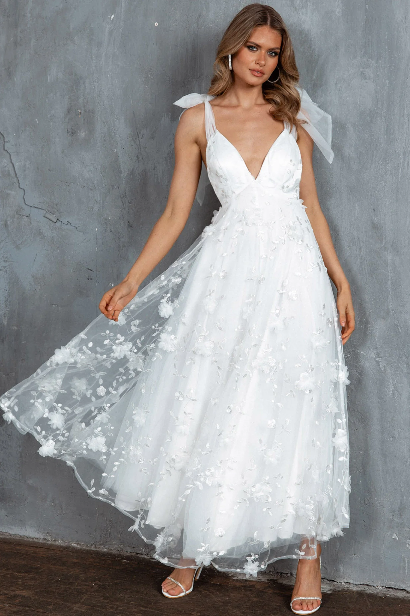 Chantilly Tied Shoulder Maxi Dress White - Image 7