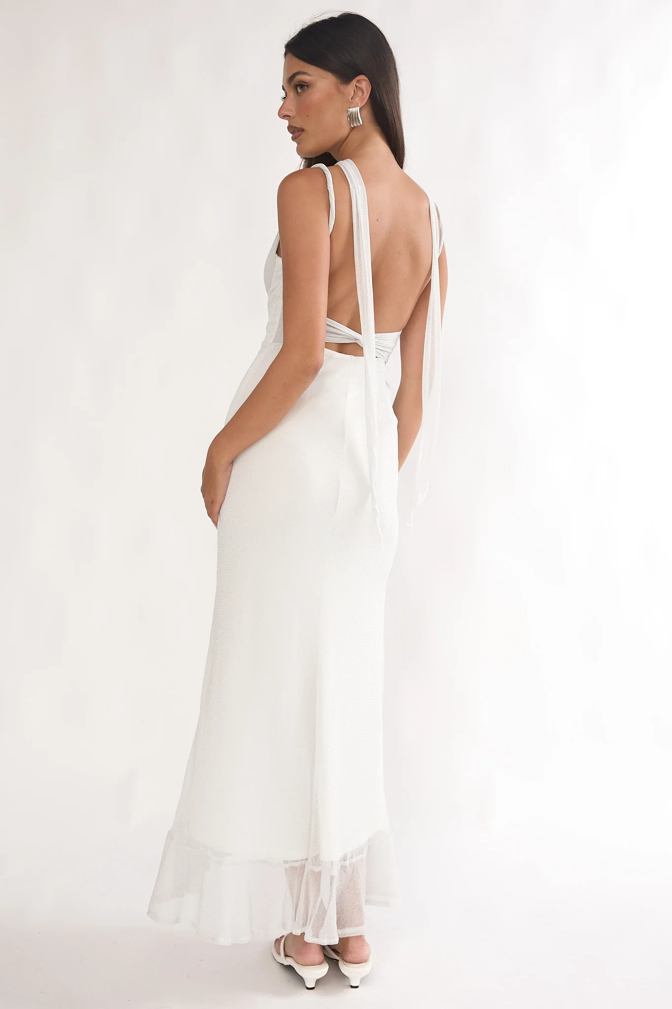 Chantrelle Twist Back Split Maxi Dress Silver - Image 2