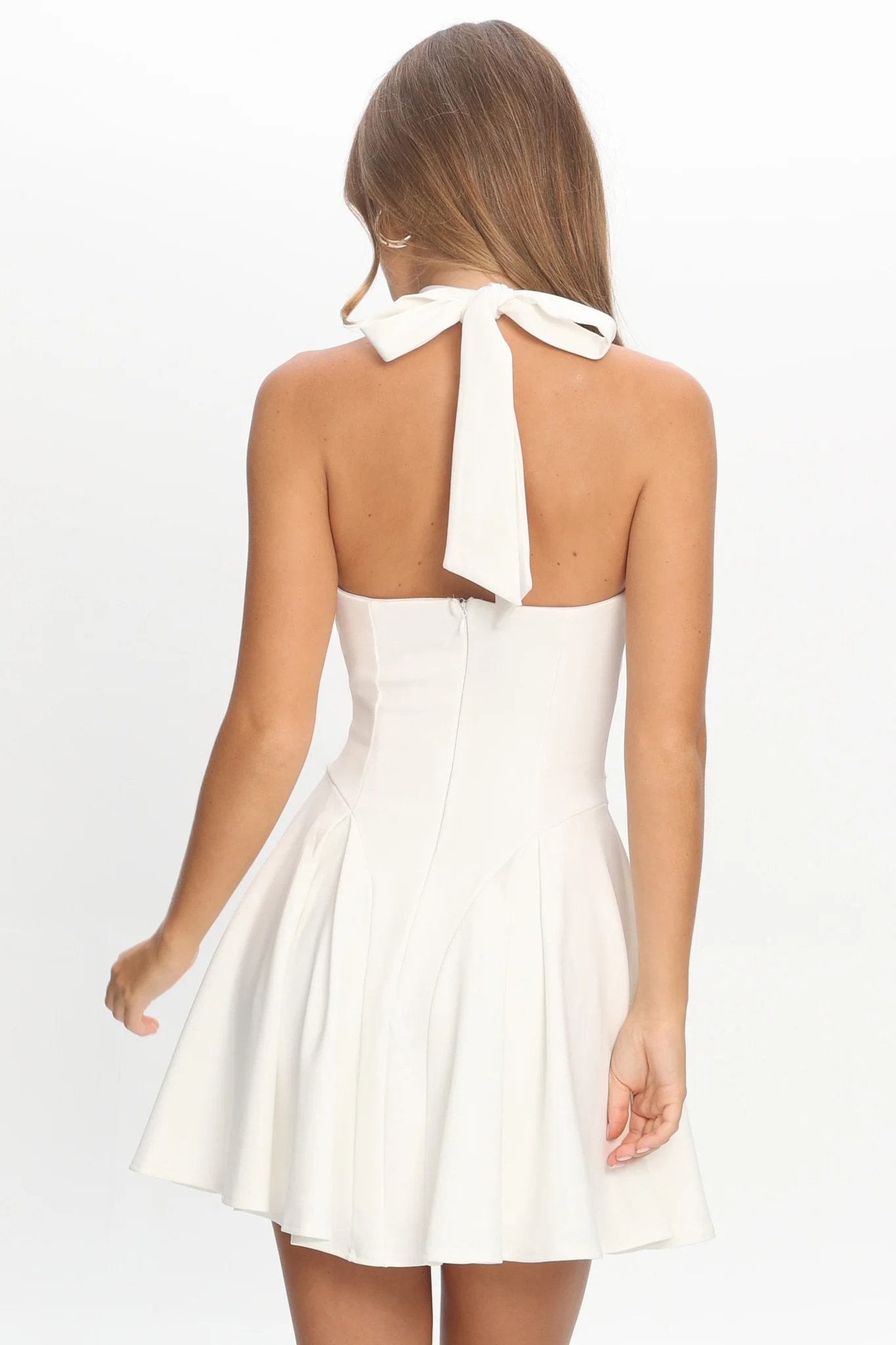 Charlene Cowl Halterneck Mini Dress White - Image 3