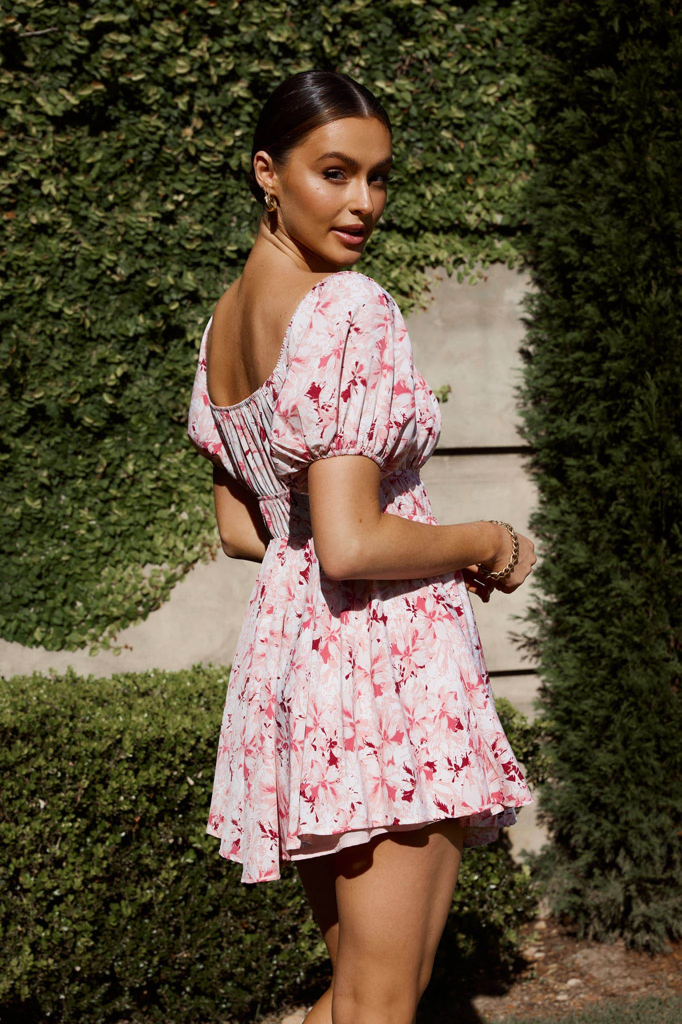 Chasing Sunsets Off-Shoulder Mini Dress Floral Pink - Image 3