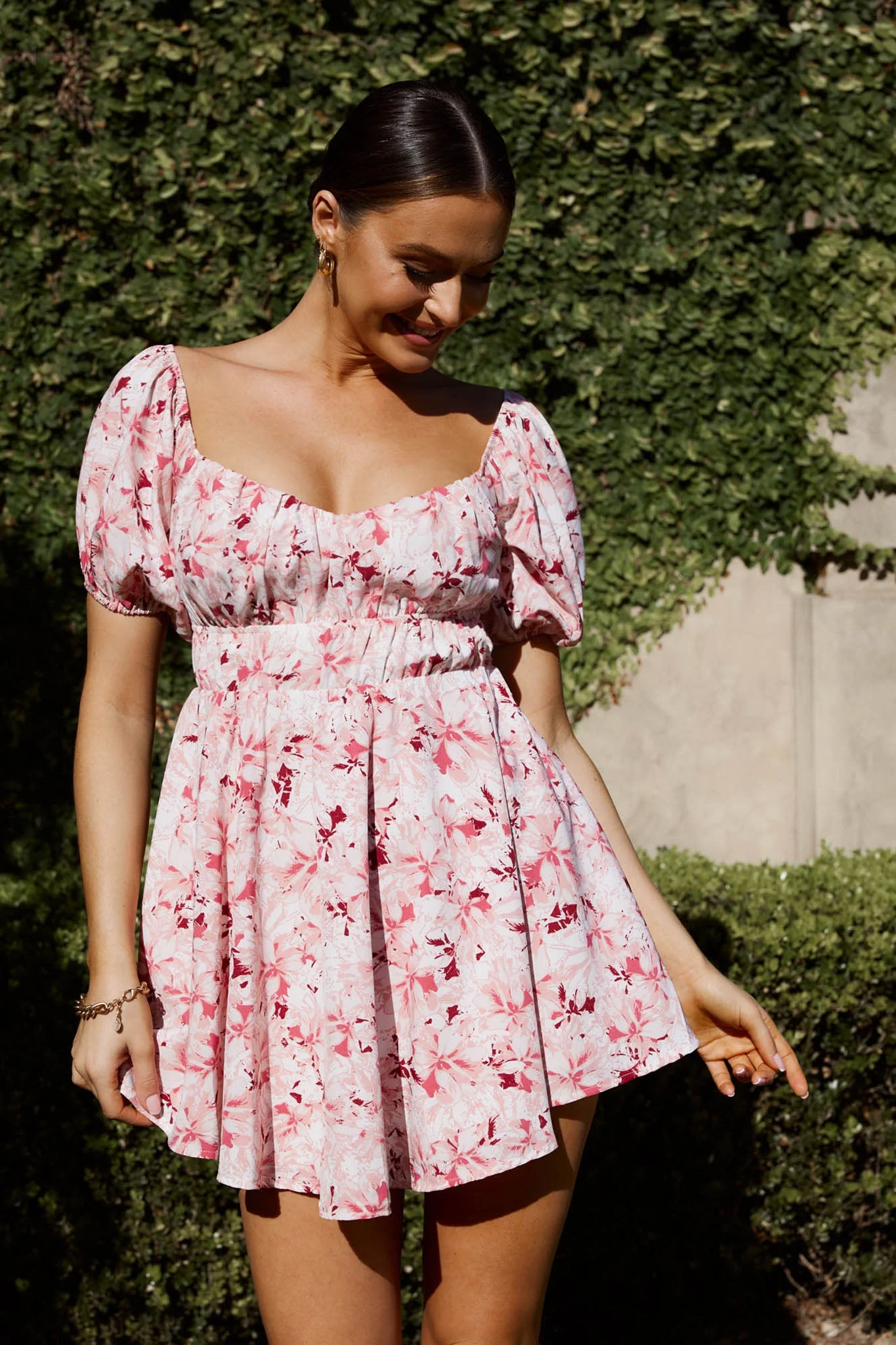 Chasing Sunsets Off-Shoulder Mini Dress Floral Pink - Image 5