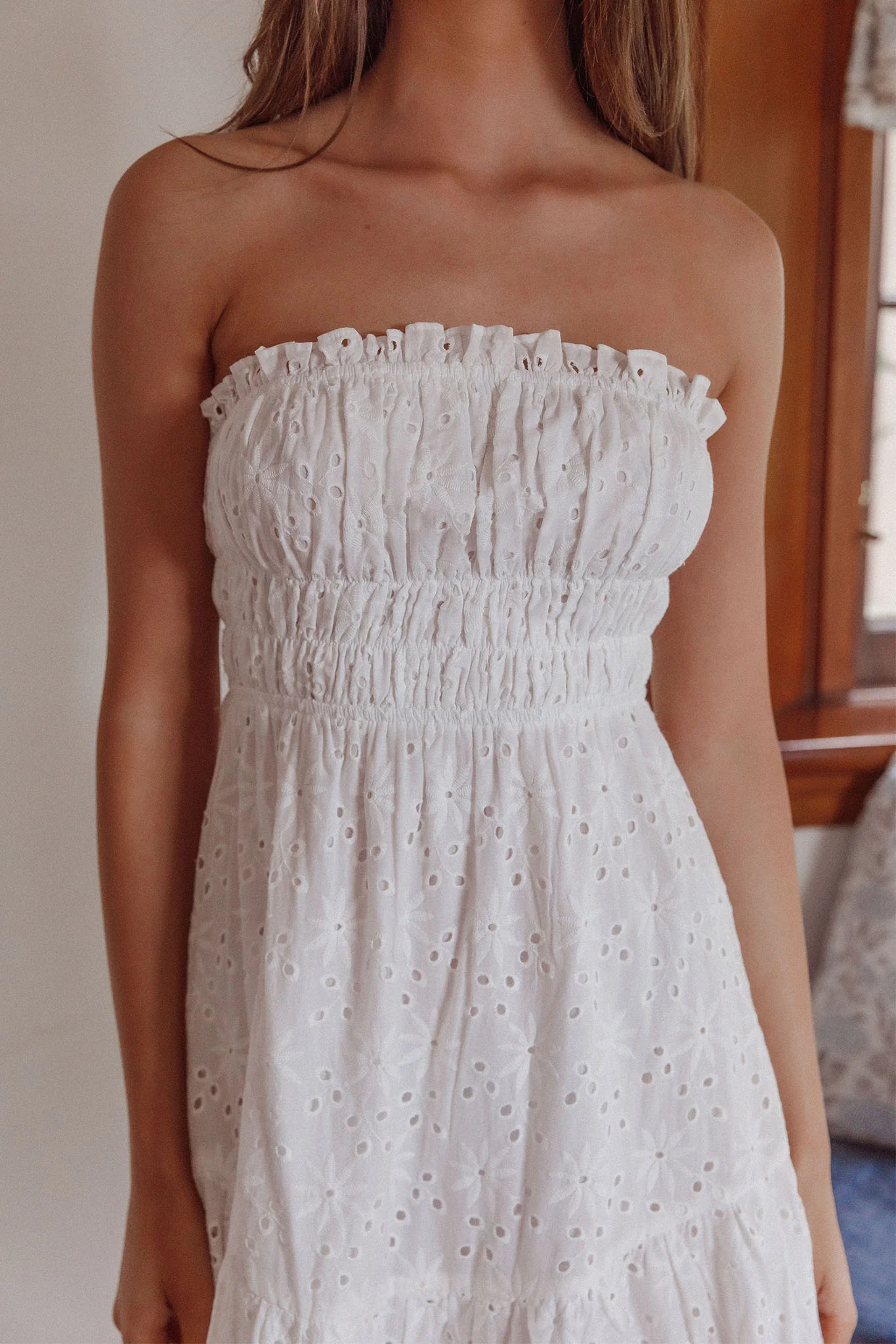 Chasing Sunshine Strapless Midi Dress White - Image 4