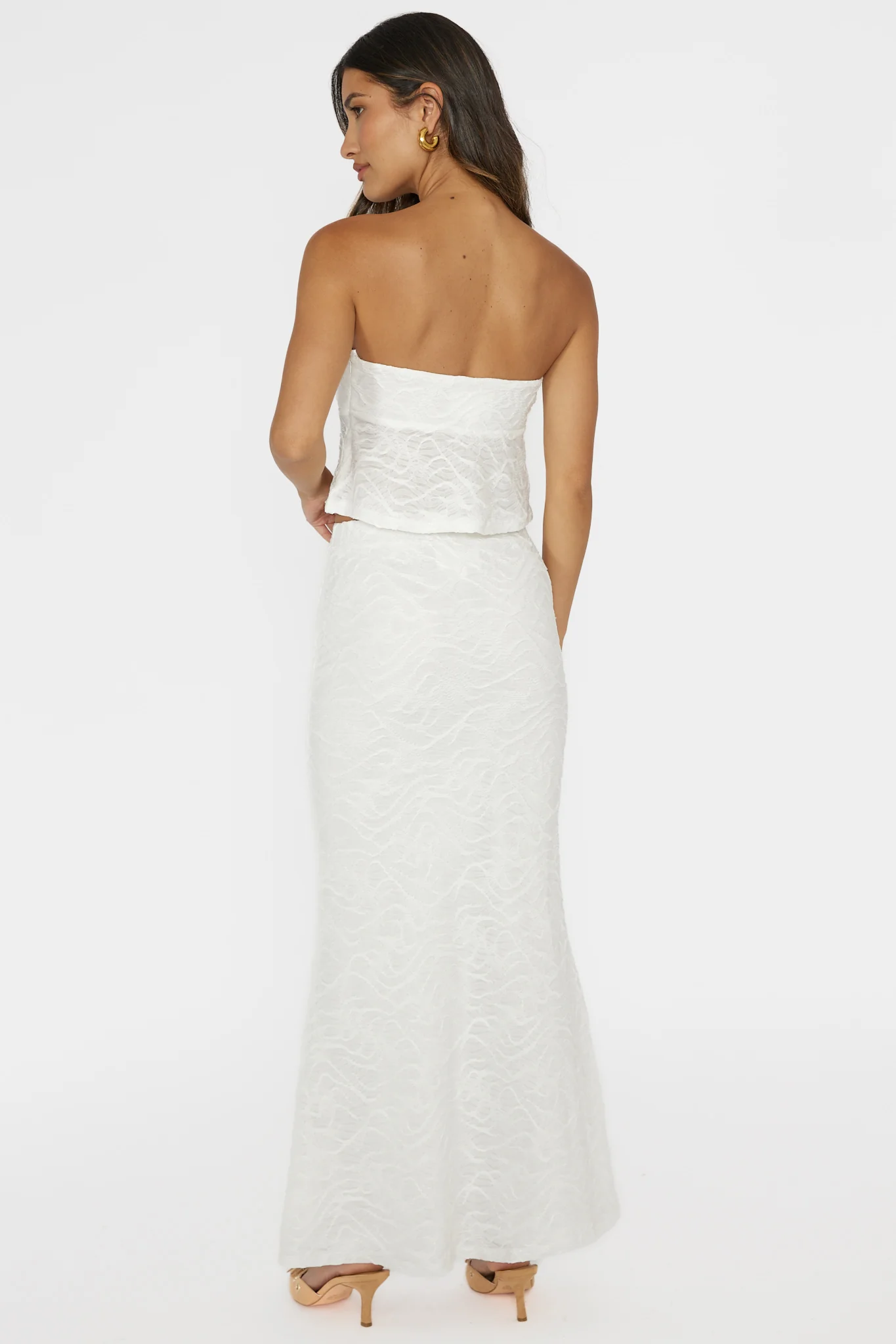 Chat Me Up Embellished Maxi Skirt White - Image 3