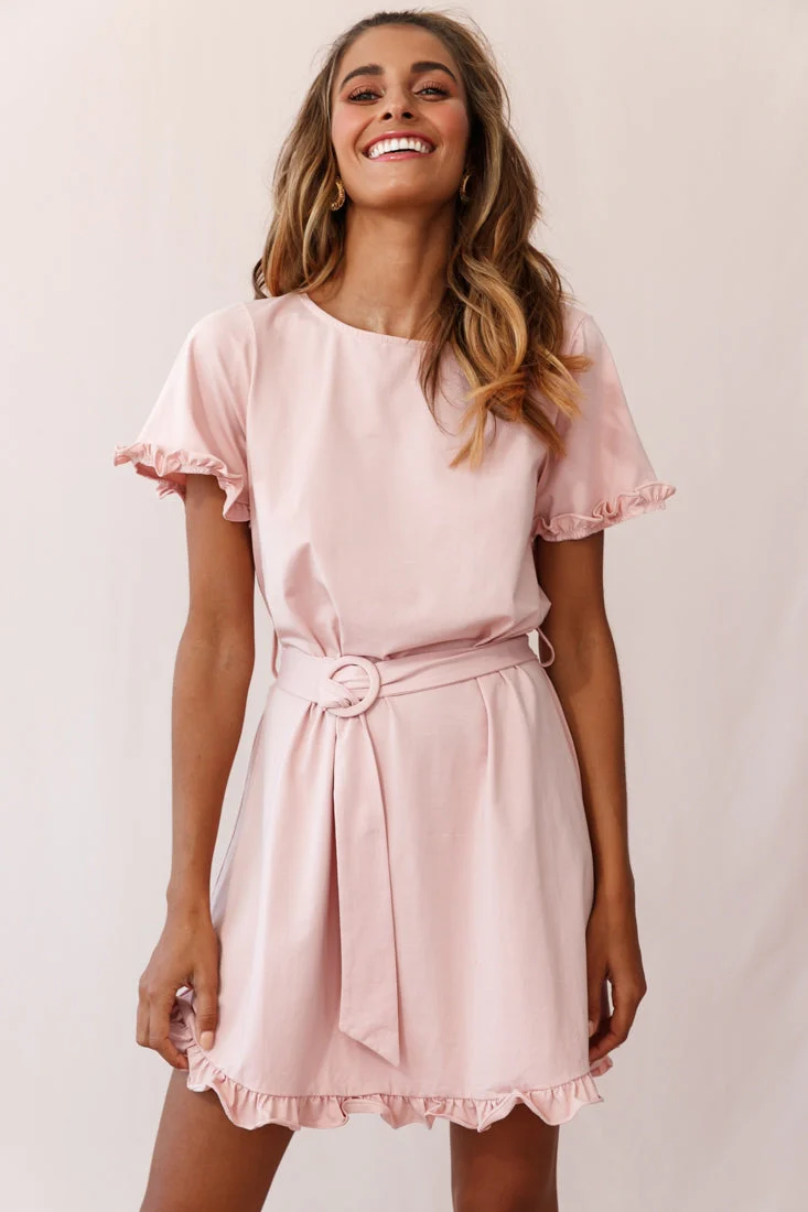 Chelsea Belted T-Shirt Dress Blush - Image 2