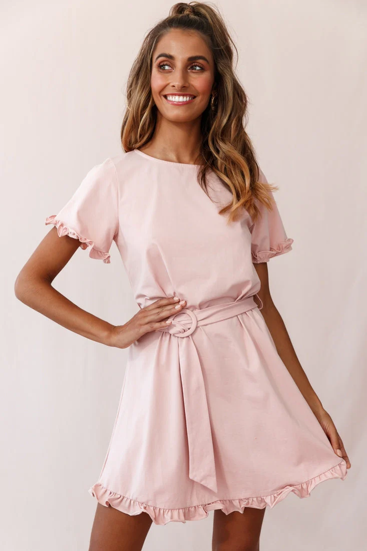 Chelsea Belted T-Shirt Dress Blush - Image 5