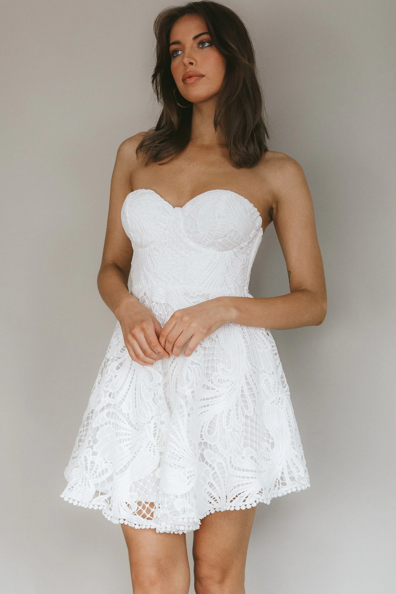 Cheyenne Sweetheart Neckline A-Line Dress White - Image 4