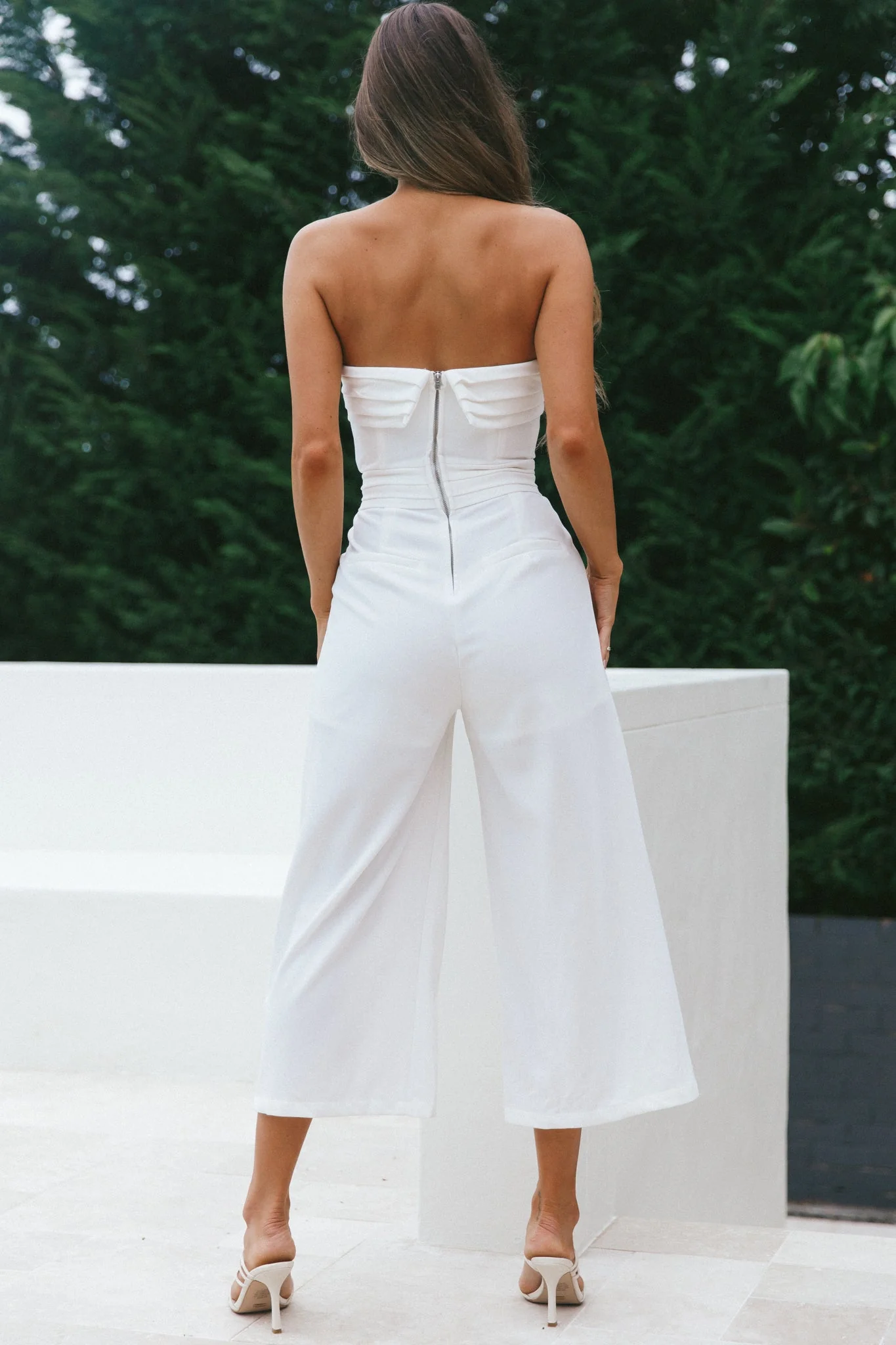 Chosen Strapless Wide Leg Jumpsuit White - Image 3