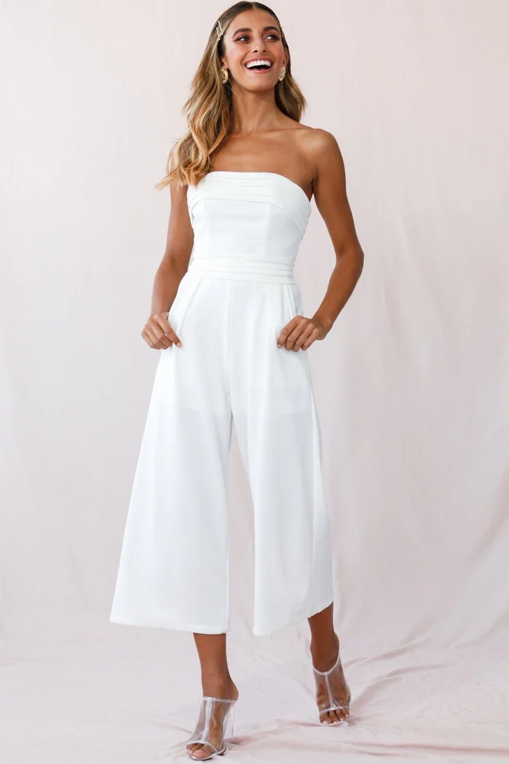 Chosen Strapless Wide Leg Jumpsuit White - Image 9