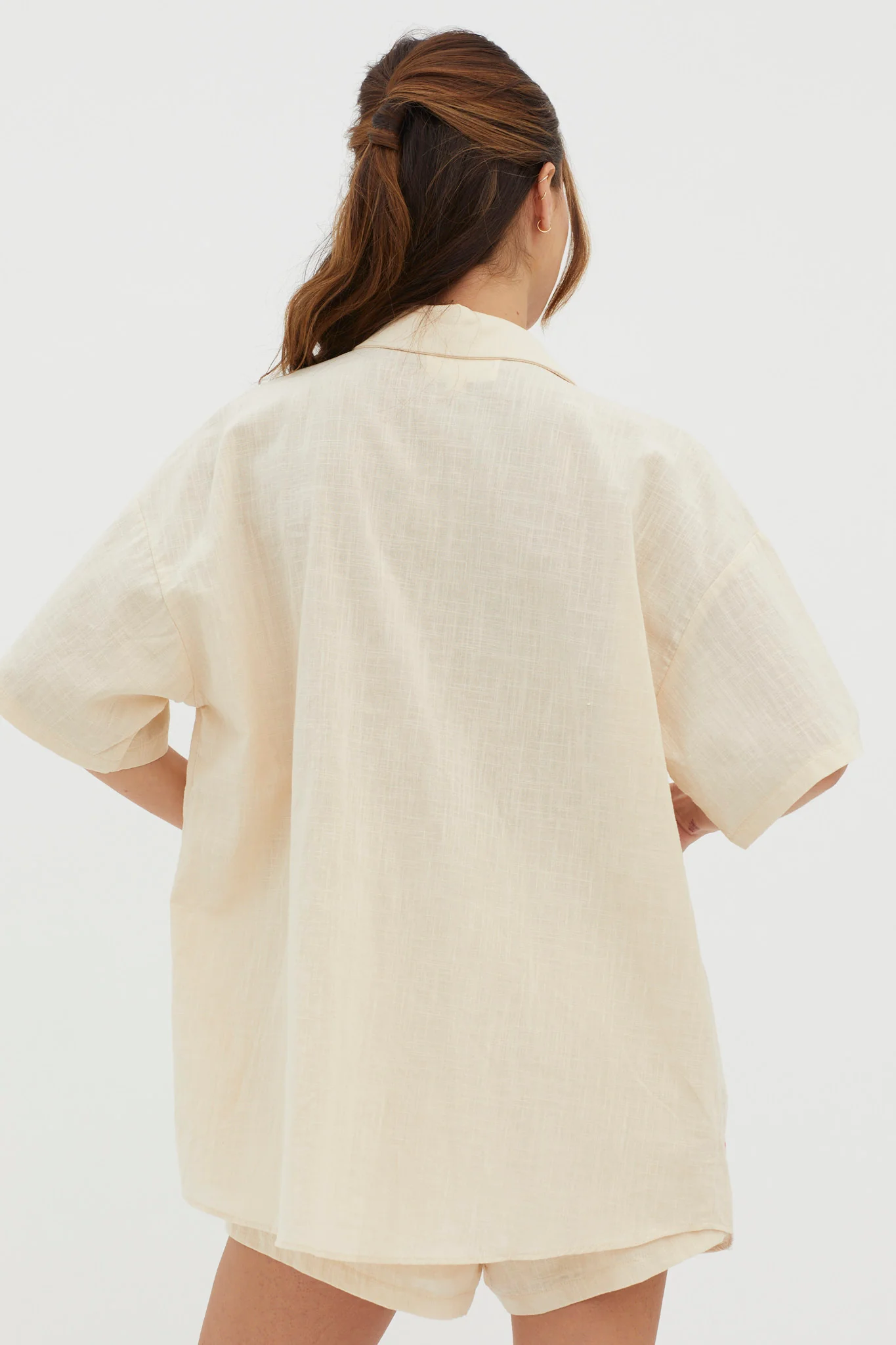 Ciao Ciao Embroidered Drawstring Shorts Oat - Image 3