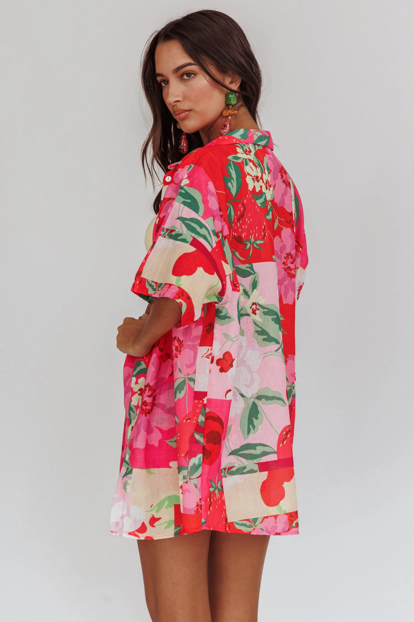 Ciao Ciao Floral Short Sleeve Buttoned Shirt Pink - Image 3