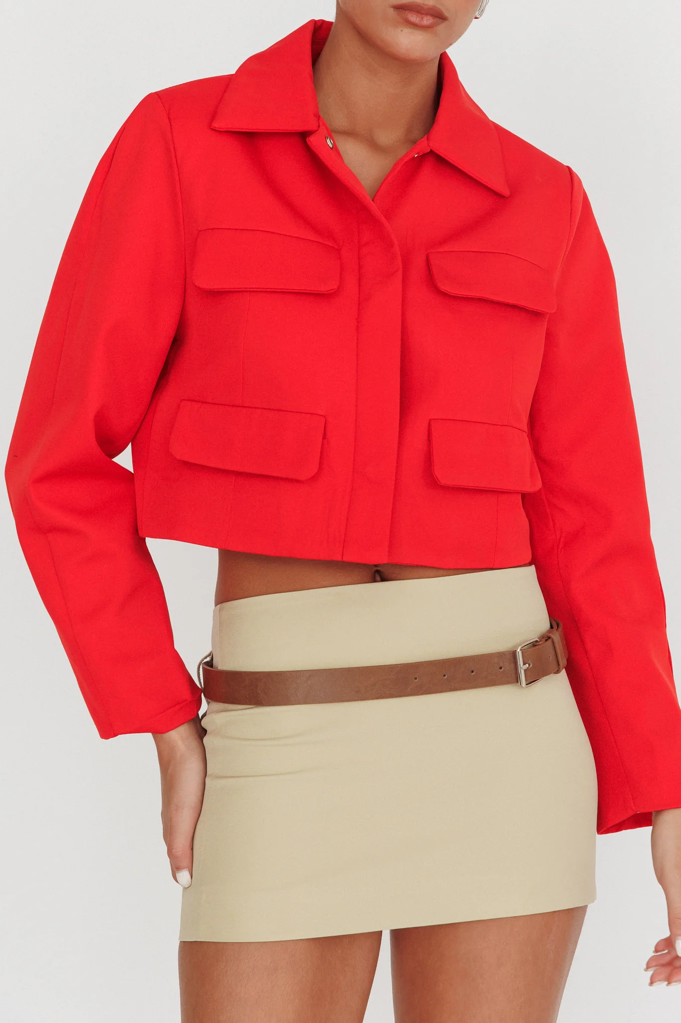 Cinder Crop Jacket Red - Image 3